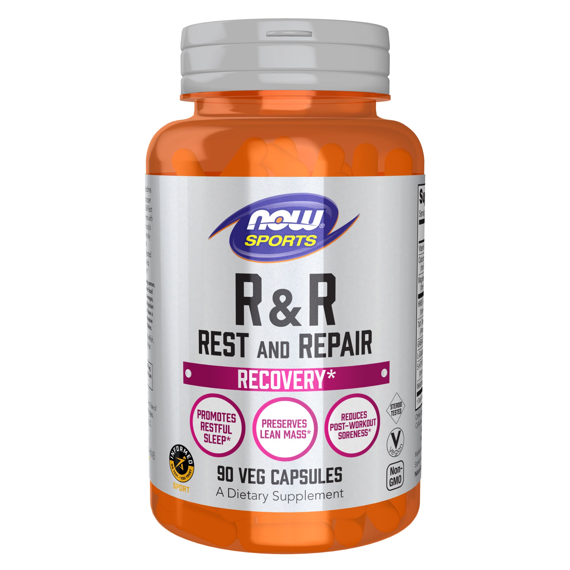 R&R Rest and Repair, Recovery*, Promotes Restful Sleep*, Preserves Lean Mass, Reduces Post-Workout Soreness*, Vegan, NGMO, 90 Veg Capsules