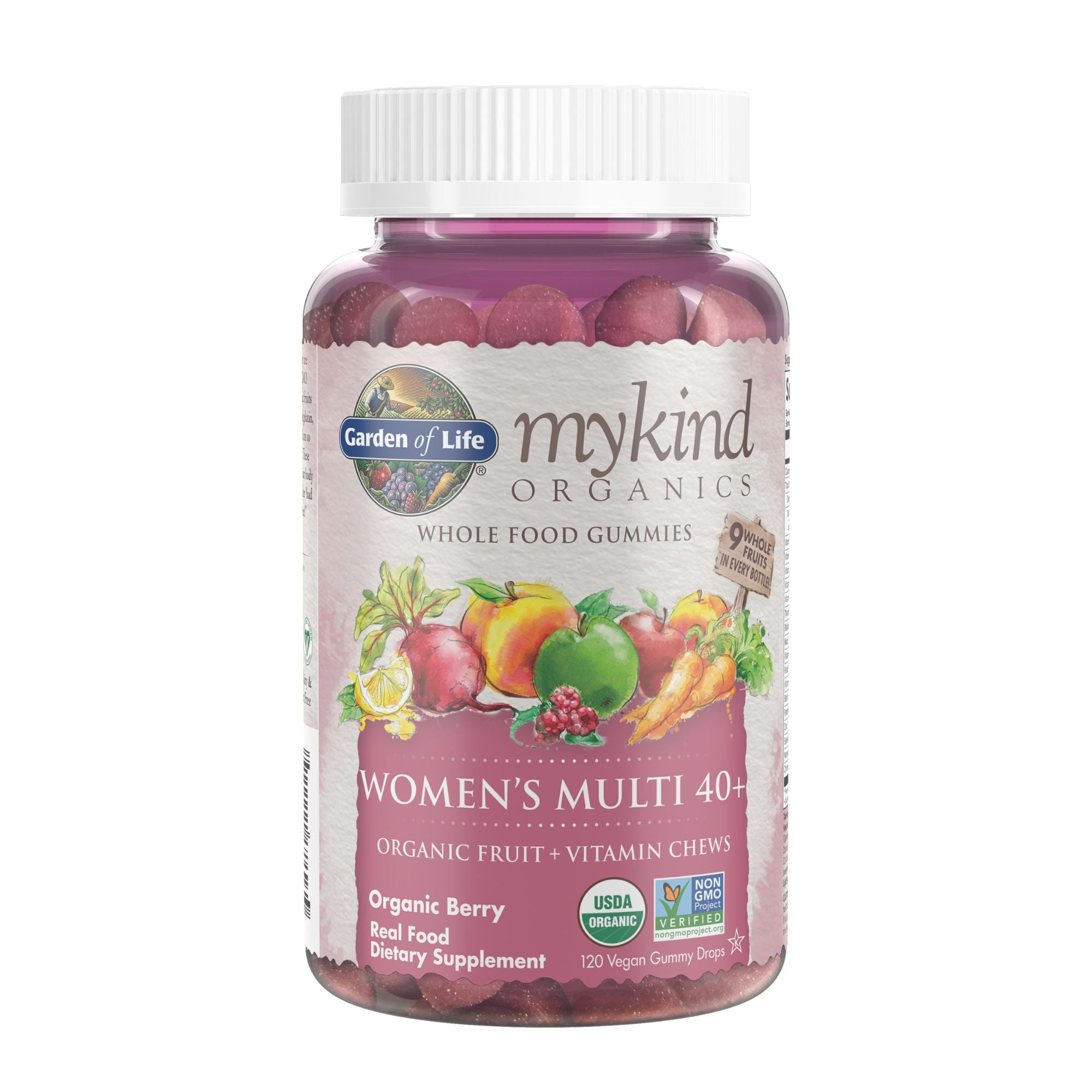 Gomitas de frutas orgánicas mykind Organics - Multivitamínico para mujeres mayores de 40 años - Bayas orgánicas