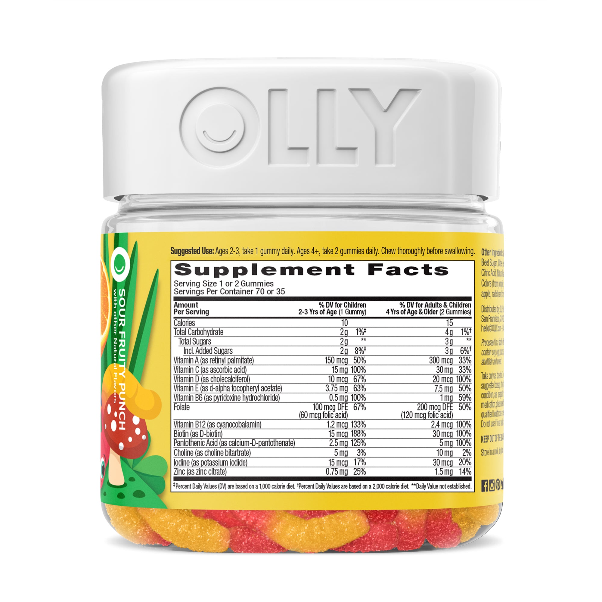 Gomitas multivitamínicas con forma de gusano para niños OLLY