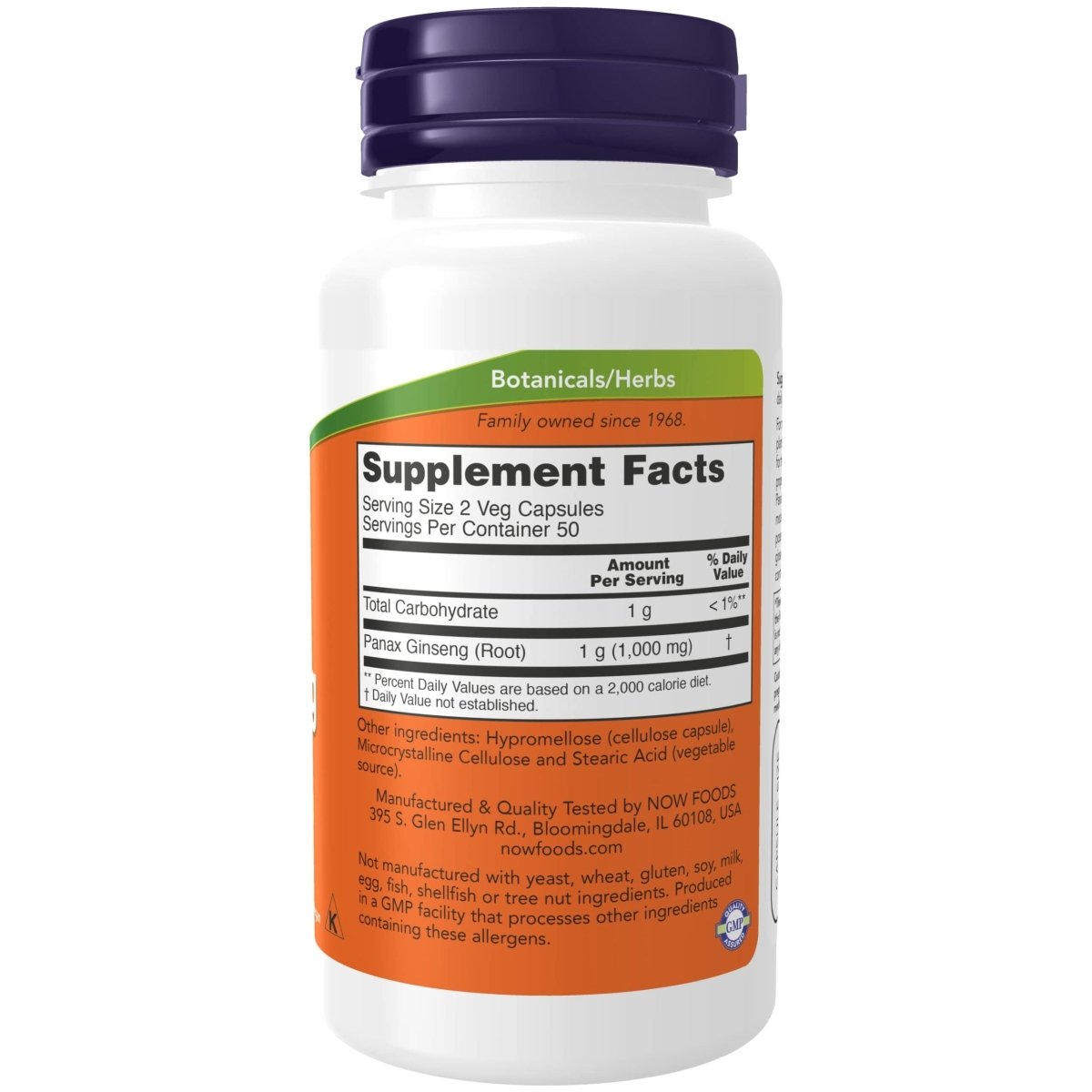 Now Foods Panax Ginseng 500 mg 100 Vcaps - 4012