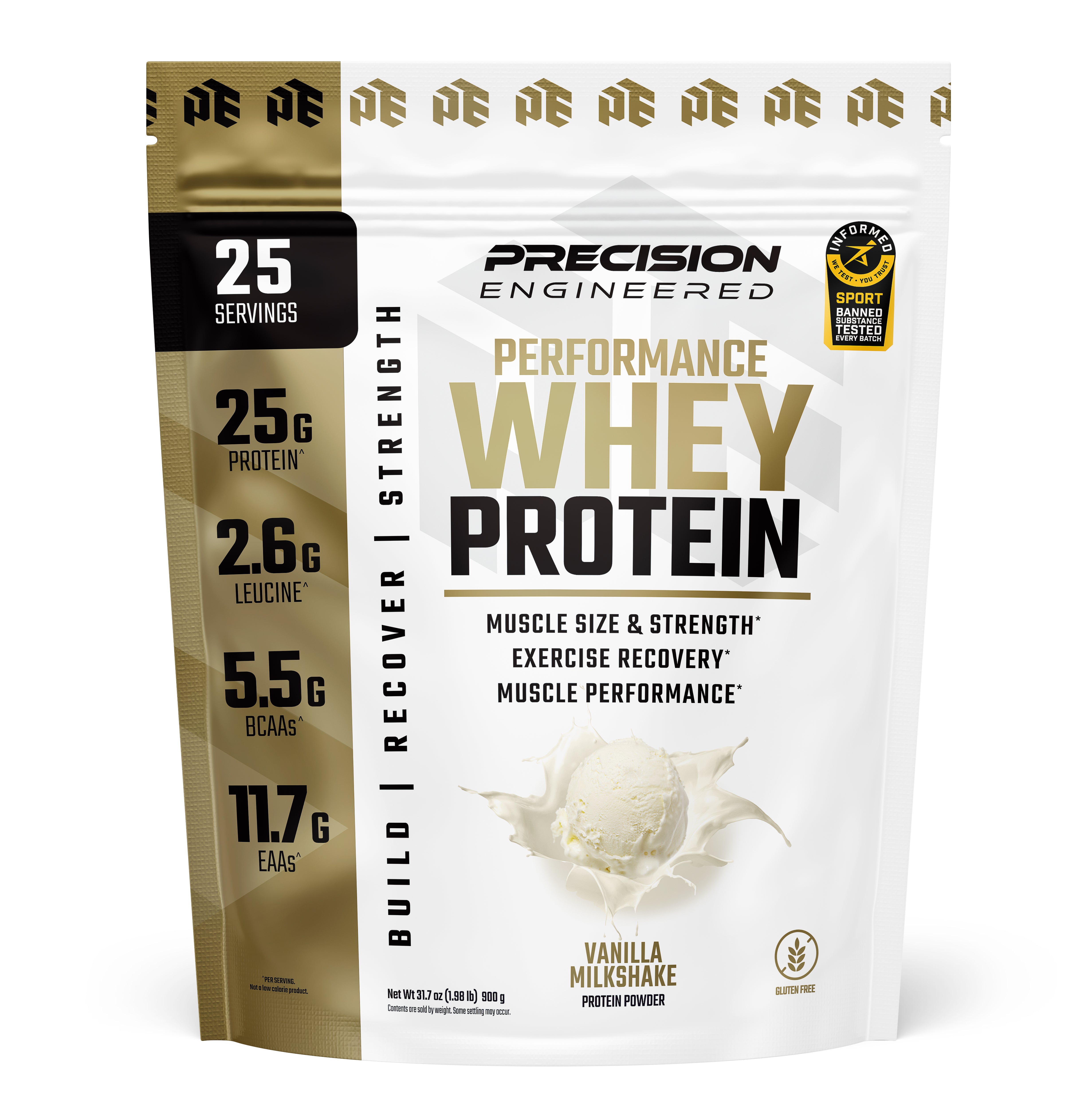 PE Whey Protein Creamy Vanilla 1.98 lbs - Boost Muscle Size & Strength, Exercise Recovery and Muscle Performance