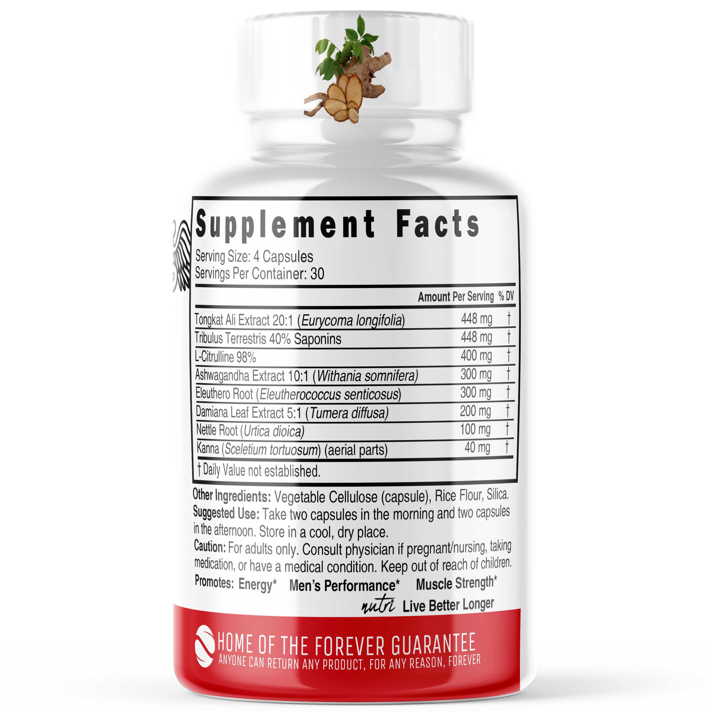 Tongkat Ali Men's Performance Vitality Support, 500mg, 60 Capsules, by Vitamin World