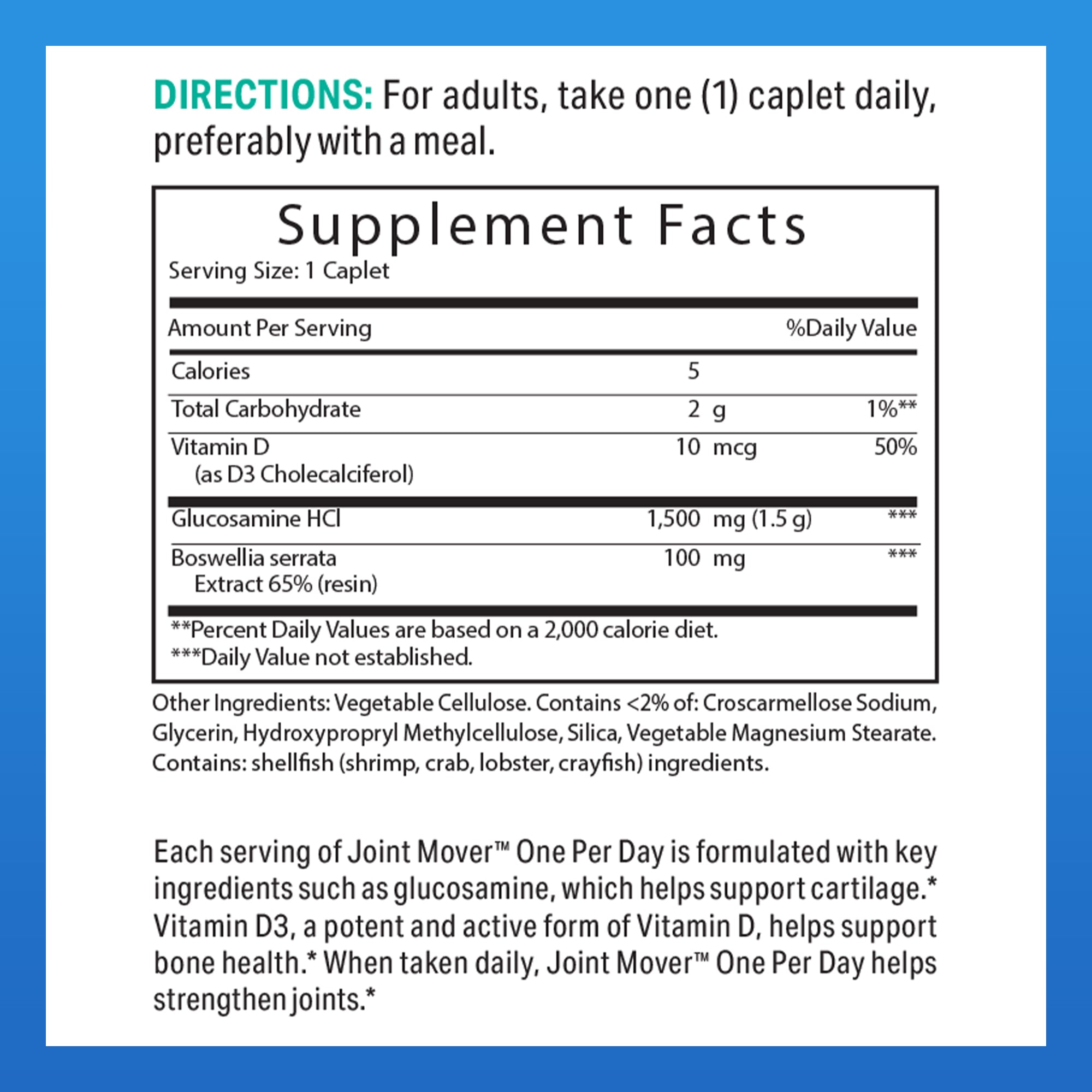 Joint Mover™ with Boswellia One Per Day - Supplement Facts