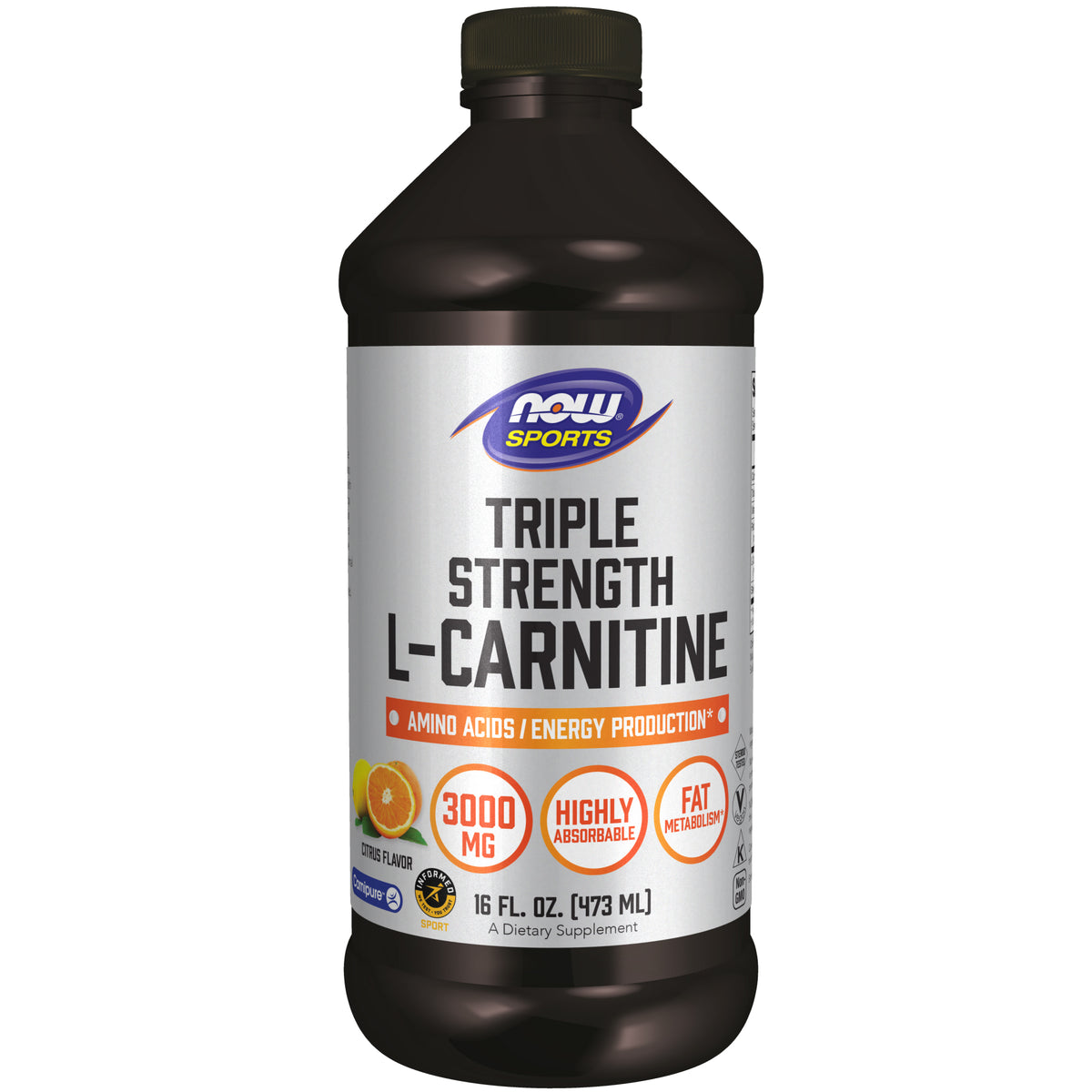 L-Carnitine Liquid, Triple Strength 3000 mg 16-Ounce - Citrus Flavor L-Carnitine Liquid, Triple Strength 3000 mg 16-Ounce - Citrus Flavor