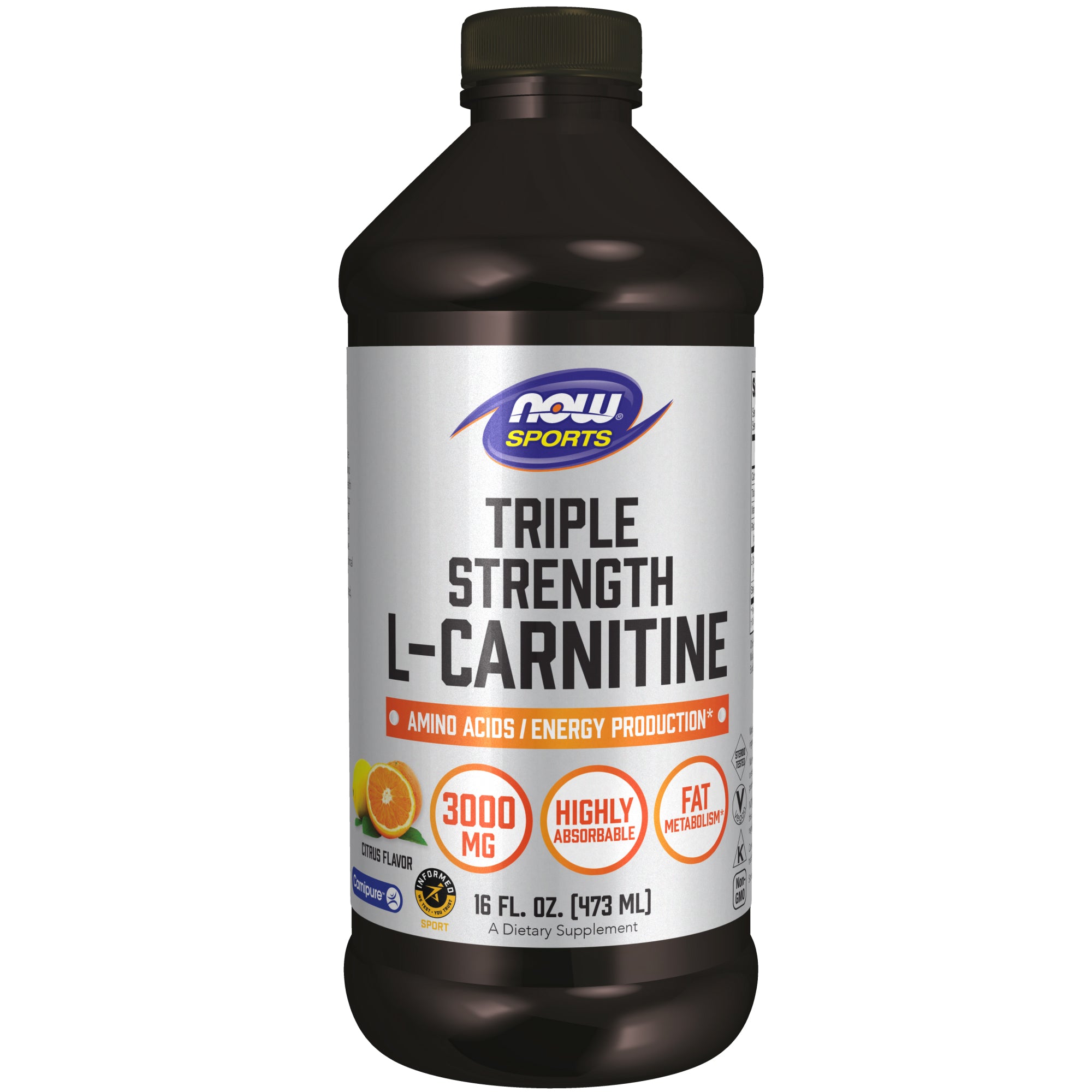 L-Carnitine Liquid, Triple Strength 3000 mg 16-Ounce - Citrus Flavor L-Carnitine Liquid, Triple Strength 3000 mg 16-Ounce - Citrus Flavor
