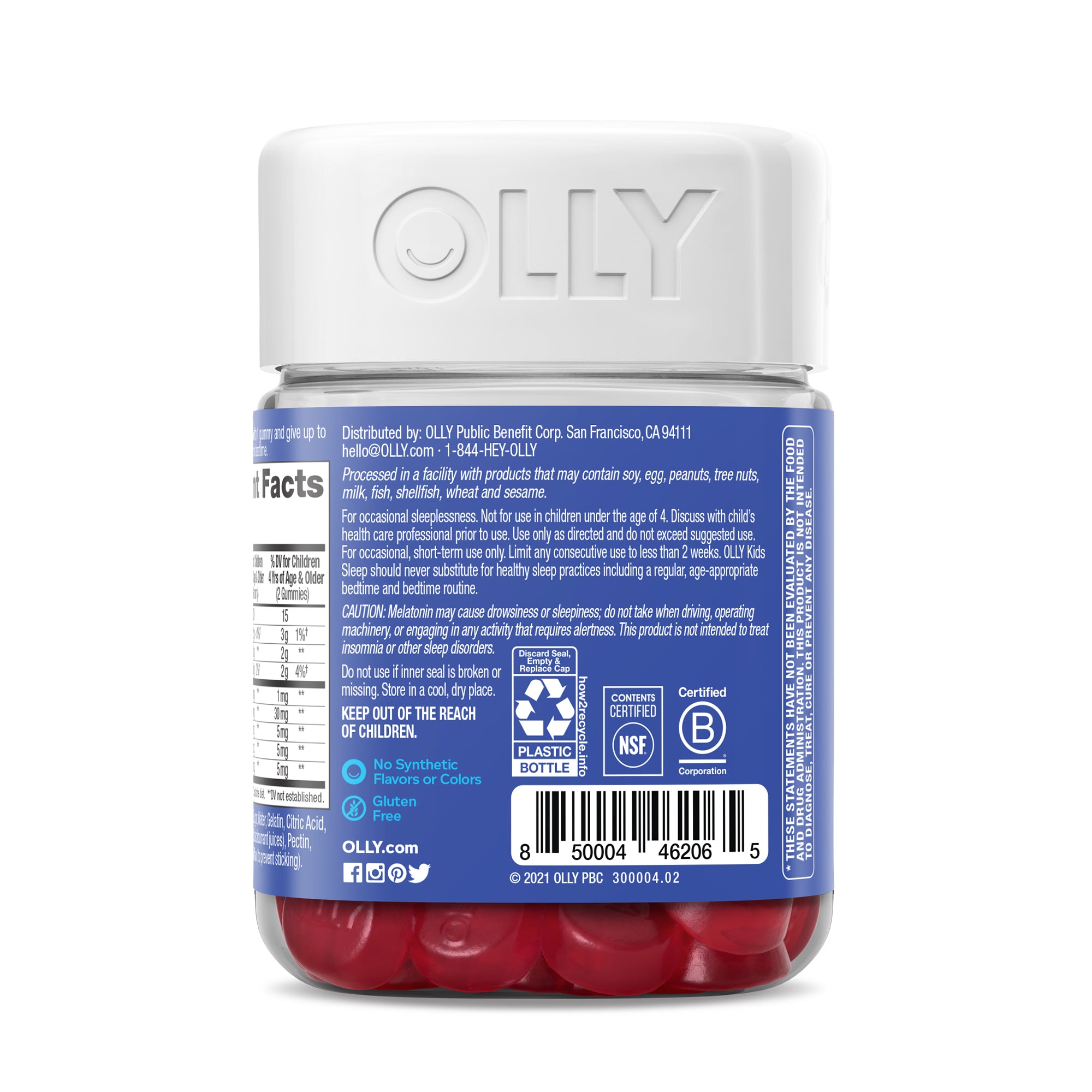 OLLY Kid's Sleep 5MG Melatonin Gummies Raspberry
