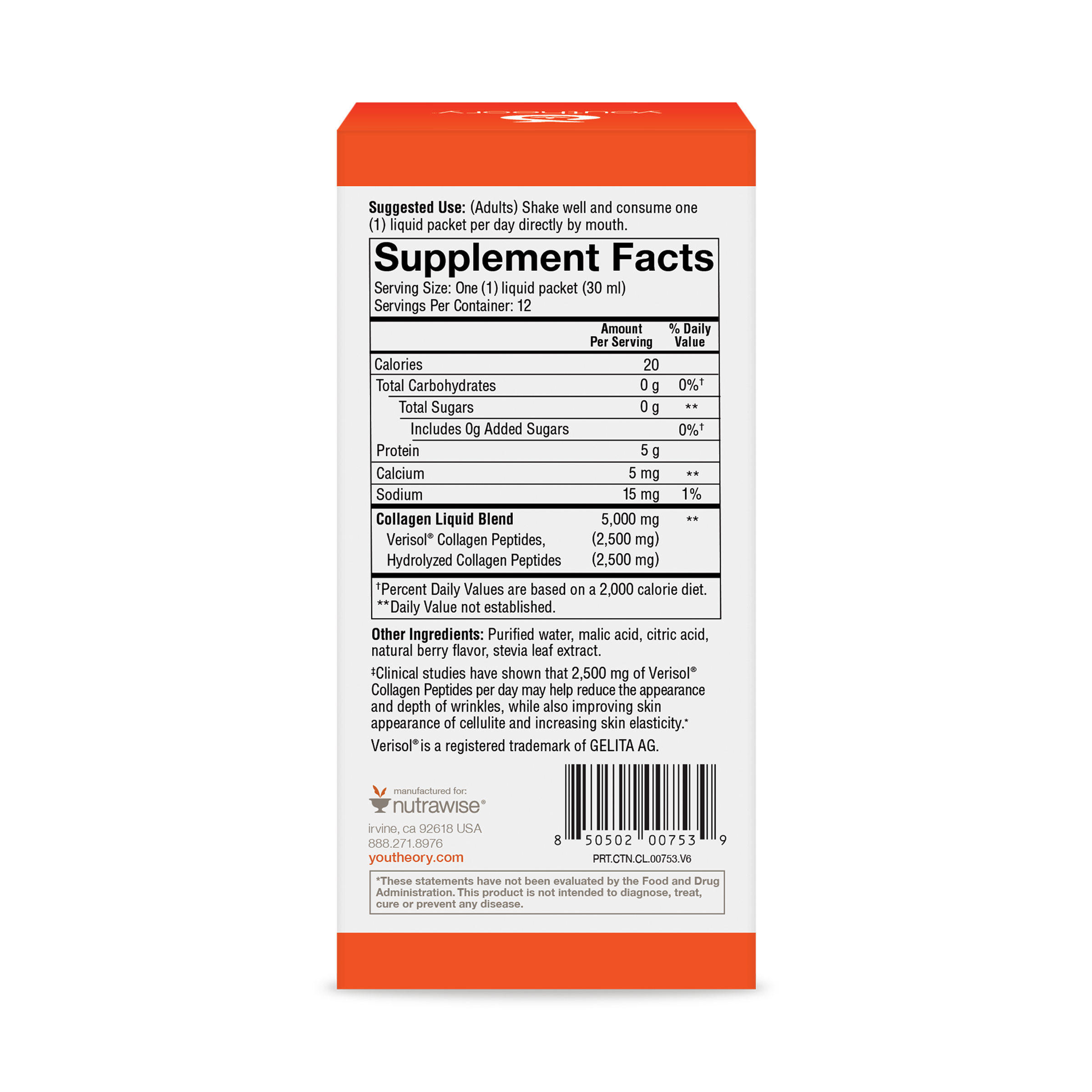 Colágeno líquido Youtheory, sabor a frutos rojos, 355 ml