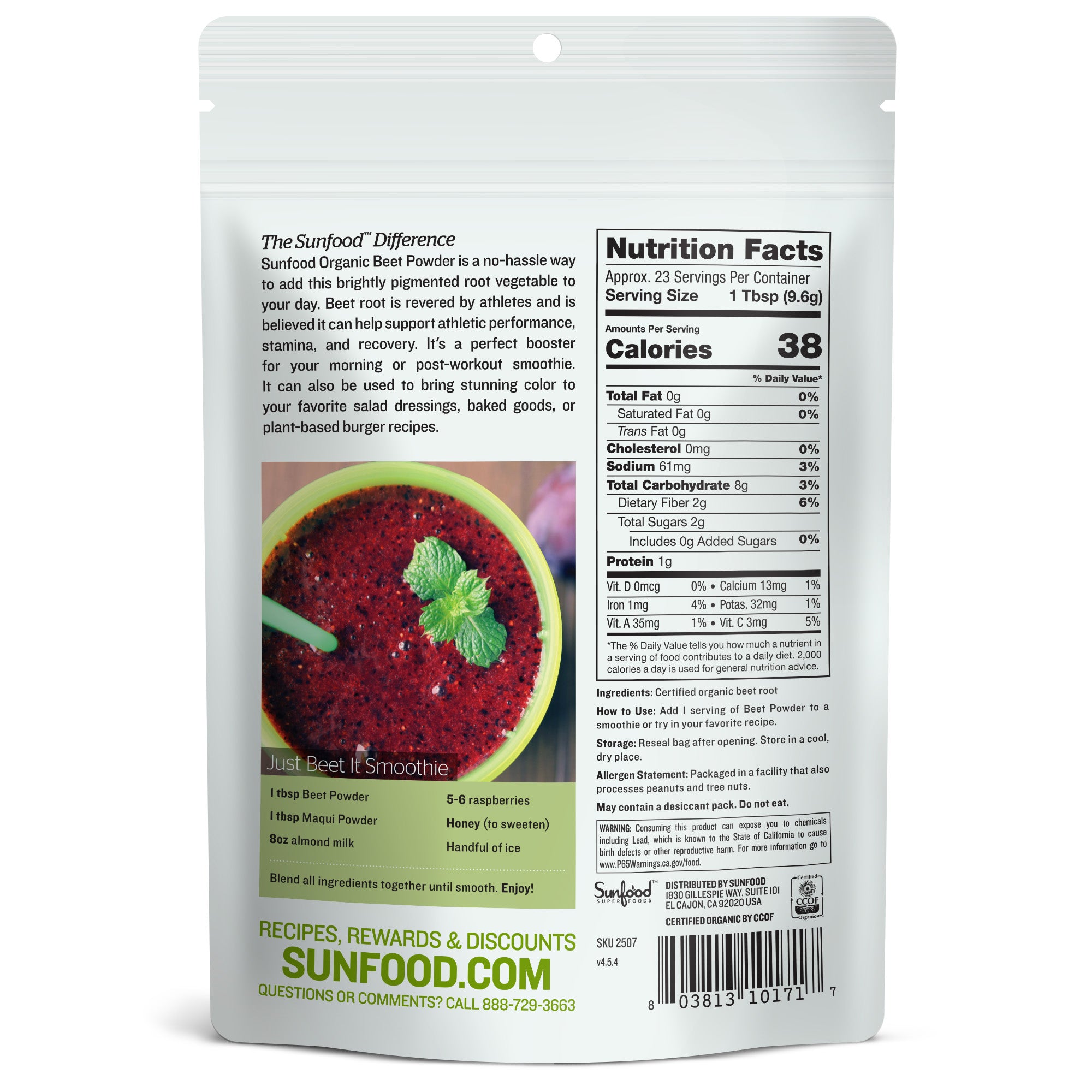 Polvo de remolacha orgánica