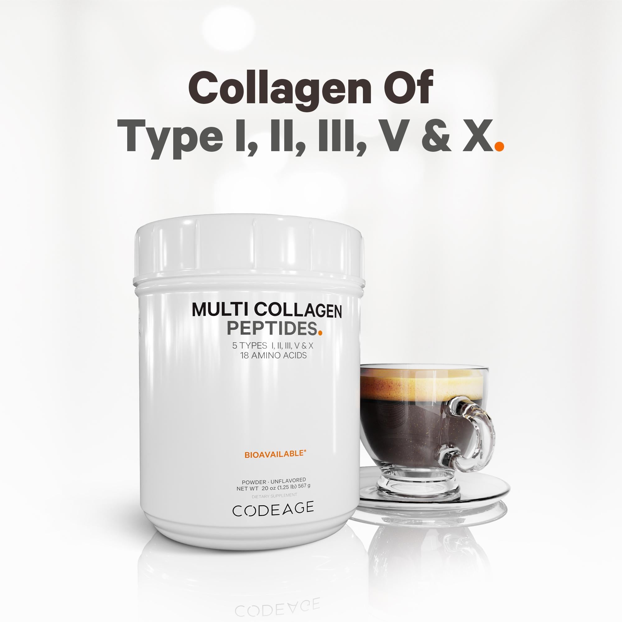 Multi Collagen Peptides Powder - Collagen of Type I, II, III, V, and X all-in-one
