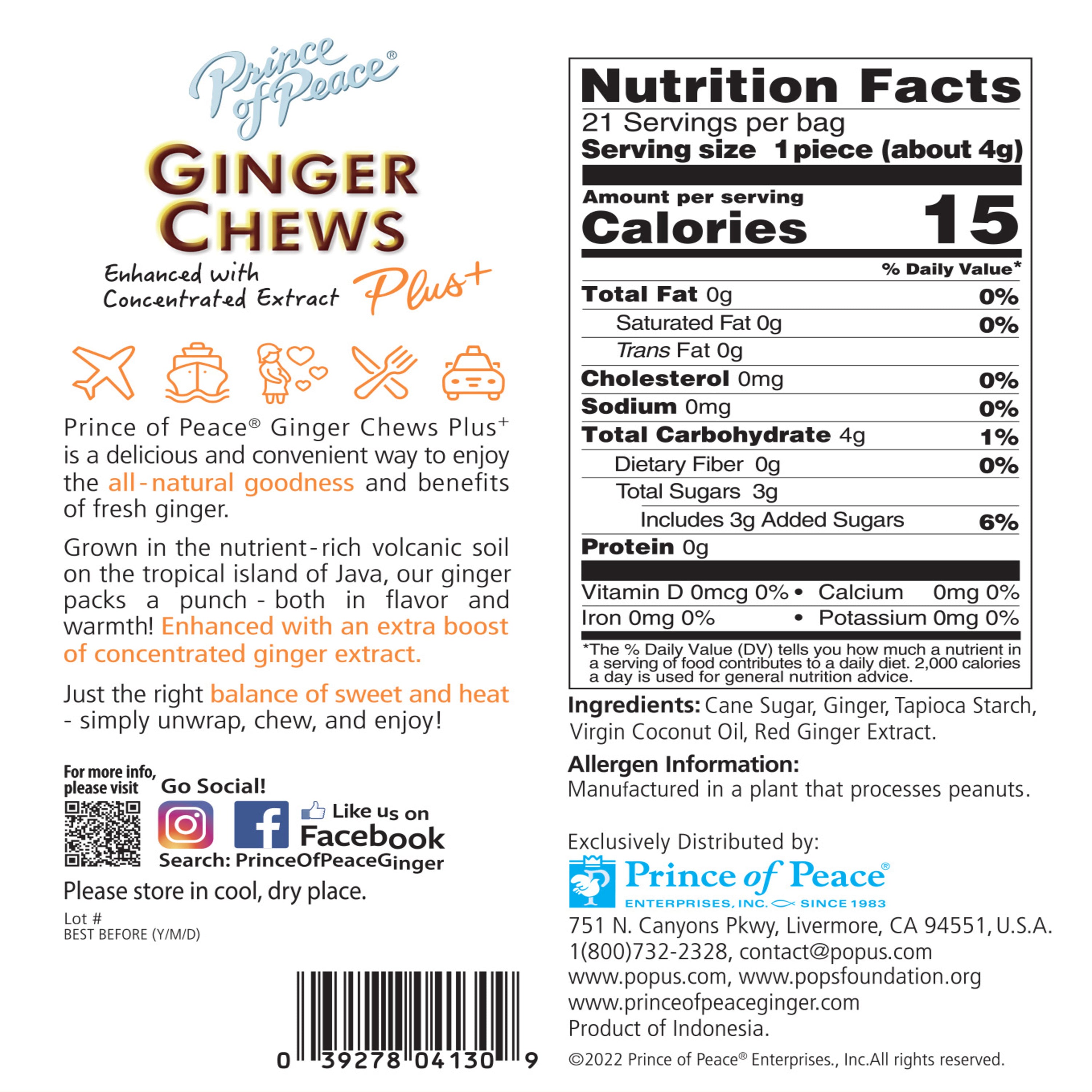 Original Ginger Chews - 4 OZ - Nutrition Facts