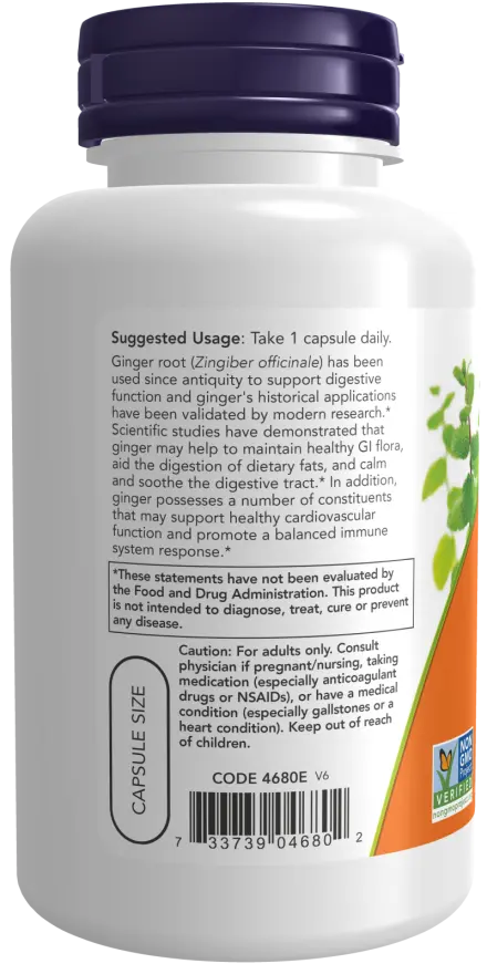Ginger Root Digestive Support, 550mg, 100 Capsules, by Vitamin World