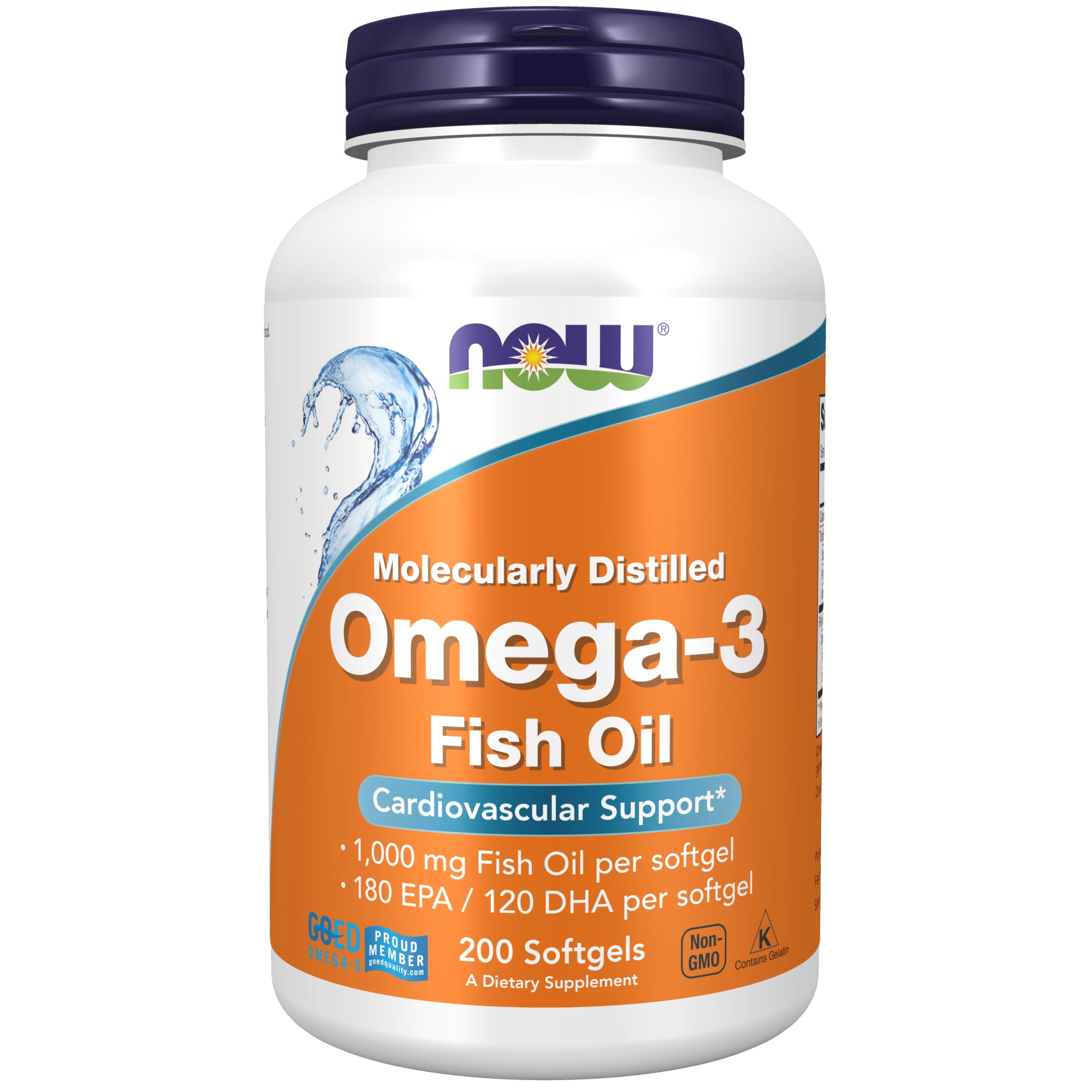 Omega-3 180 EPA / 120 DHA, Molecularly Distilled, Cardiovascular Support*, 200 Softgels