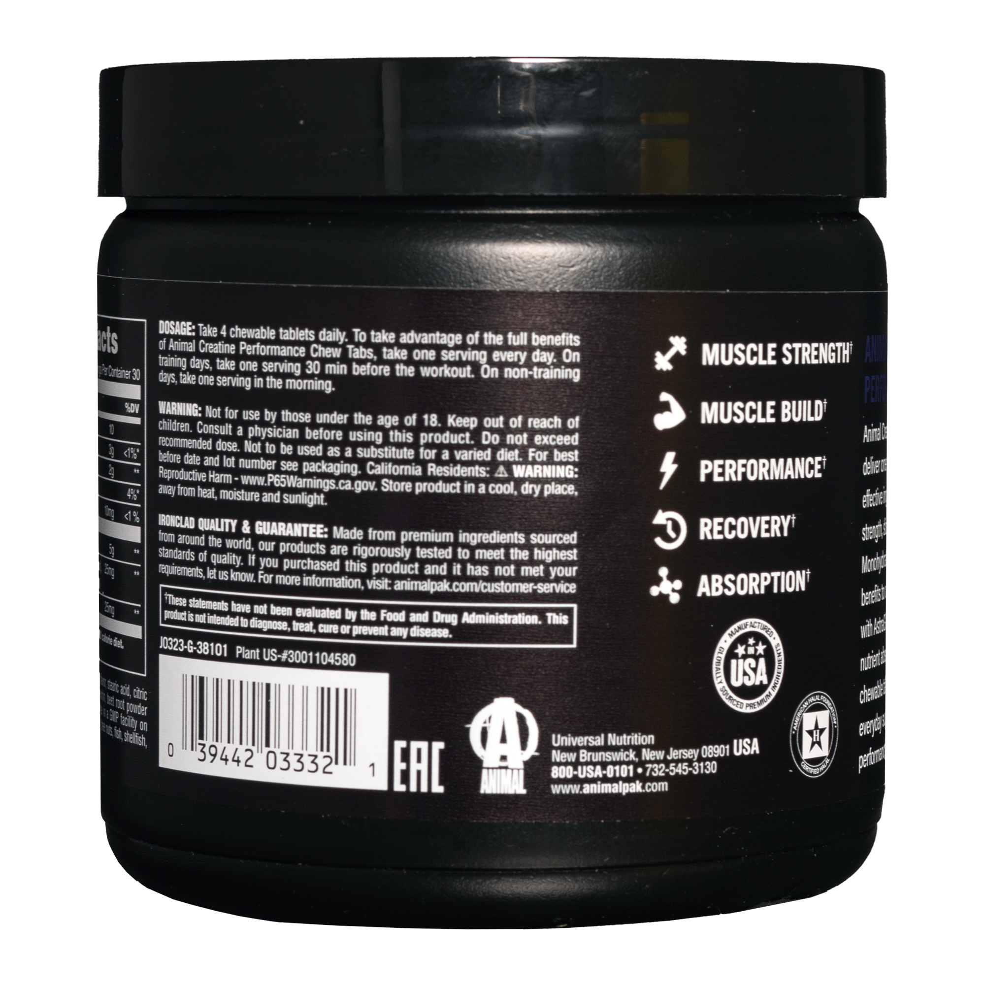 Universal Nutrition Animal Creatine Chews on-the-Go Chewable Tablets, Grape