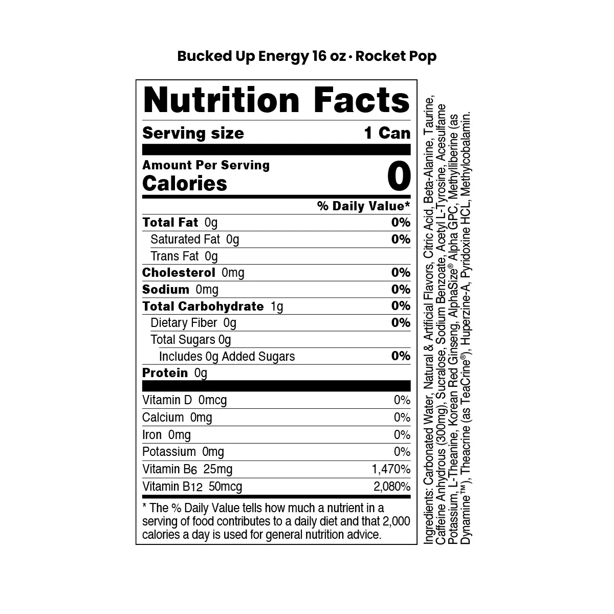 Bebida energética Bucked Up Rocket Pop, 12 unidades