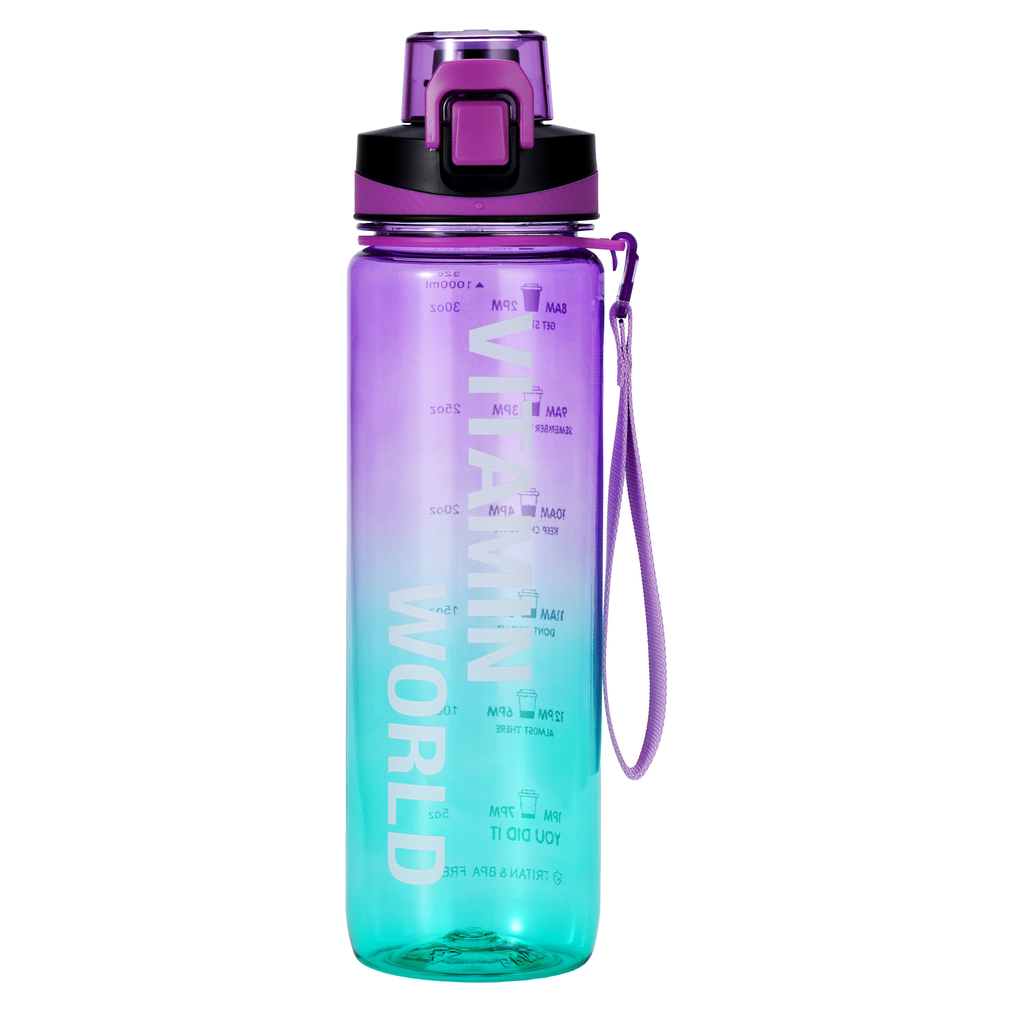 Sports Water Bottle 32oz. Purple Green