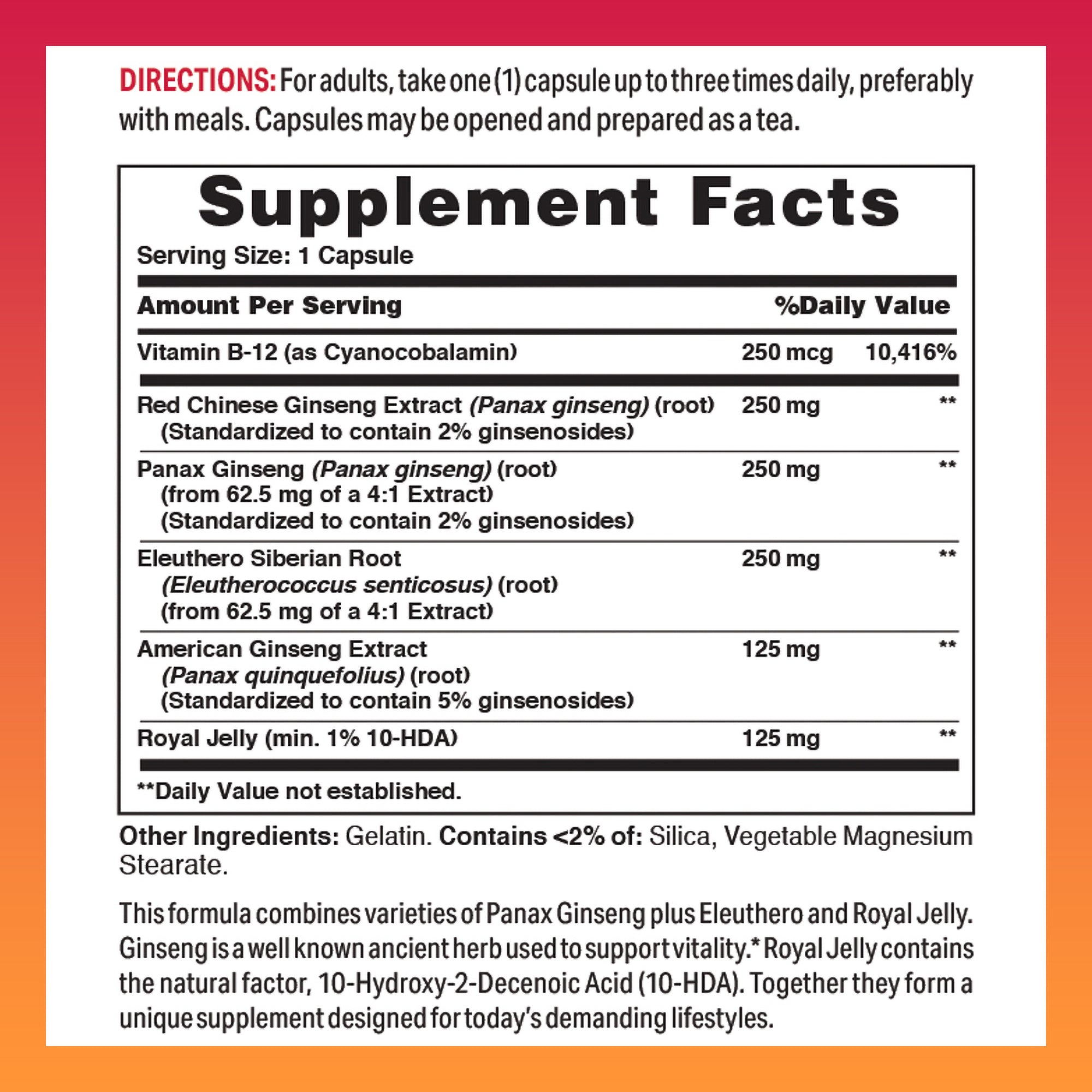 Ginseng Complex 1,000mg - Supplement Facts