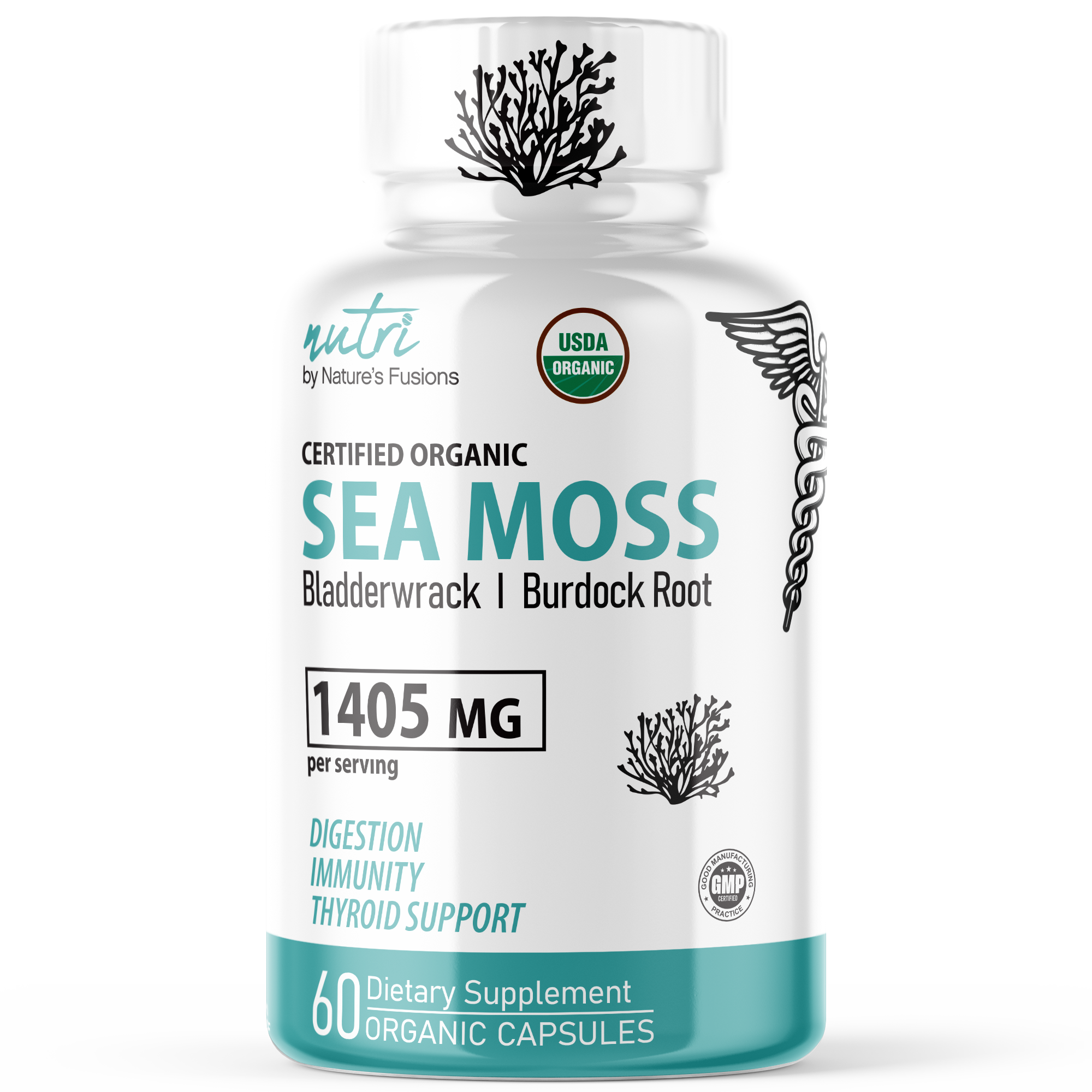Organic Sea Moss Thyroid Support, 500mg, 60 Capsules, by Vitamin World