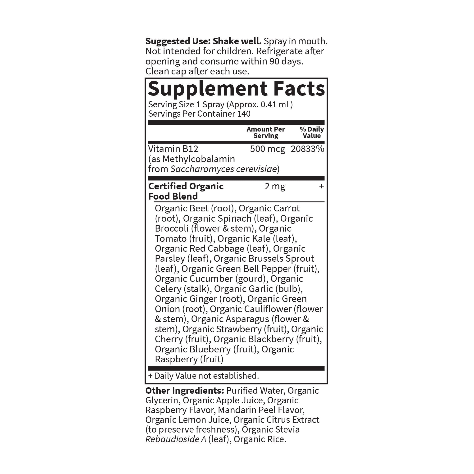 Spray orgánico B-12 de mykind Organics
