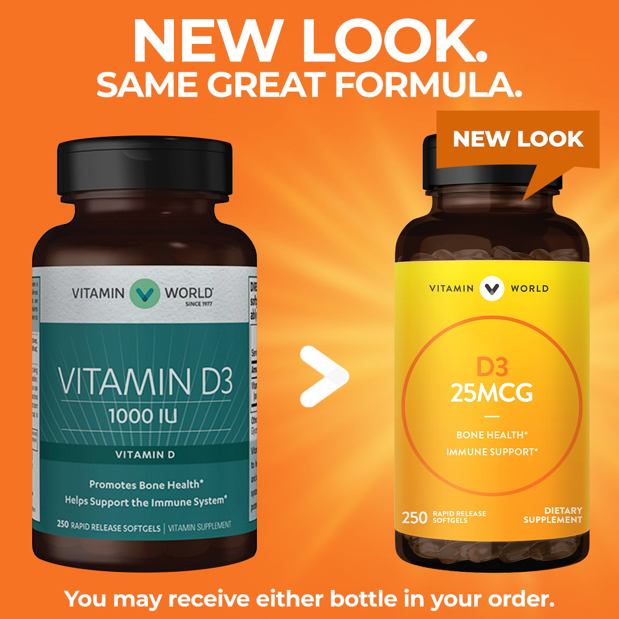 Vitamin D3 For Bone Health - 250 Softgels - New Look, Same Great Formula