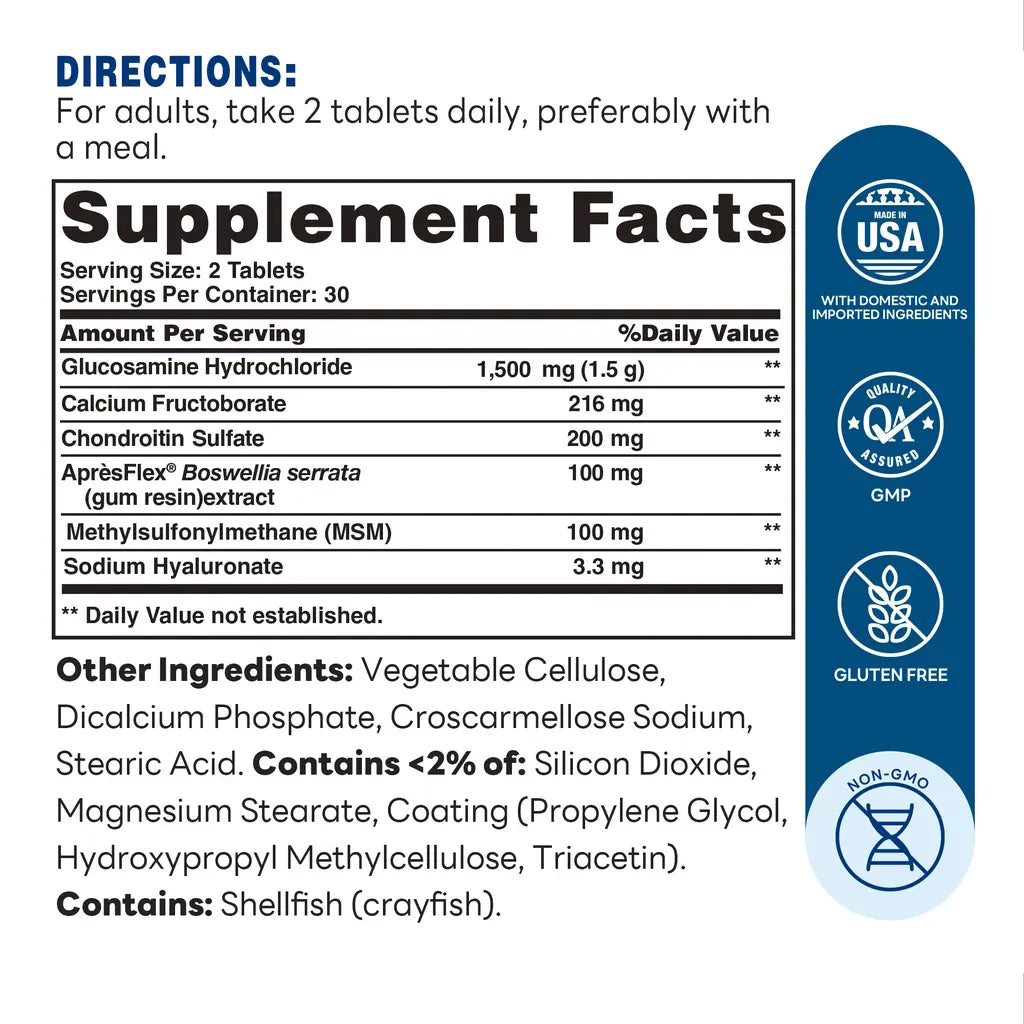 Joint Mover Premium with AprèsFlex®  Tablet | 60ct - Supplement Facts