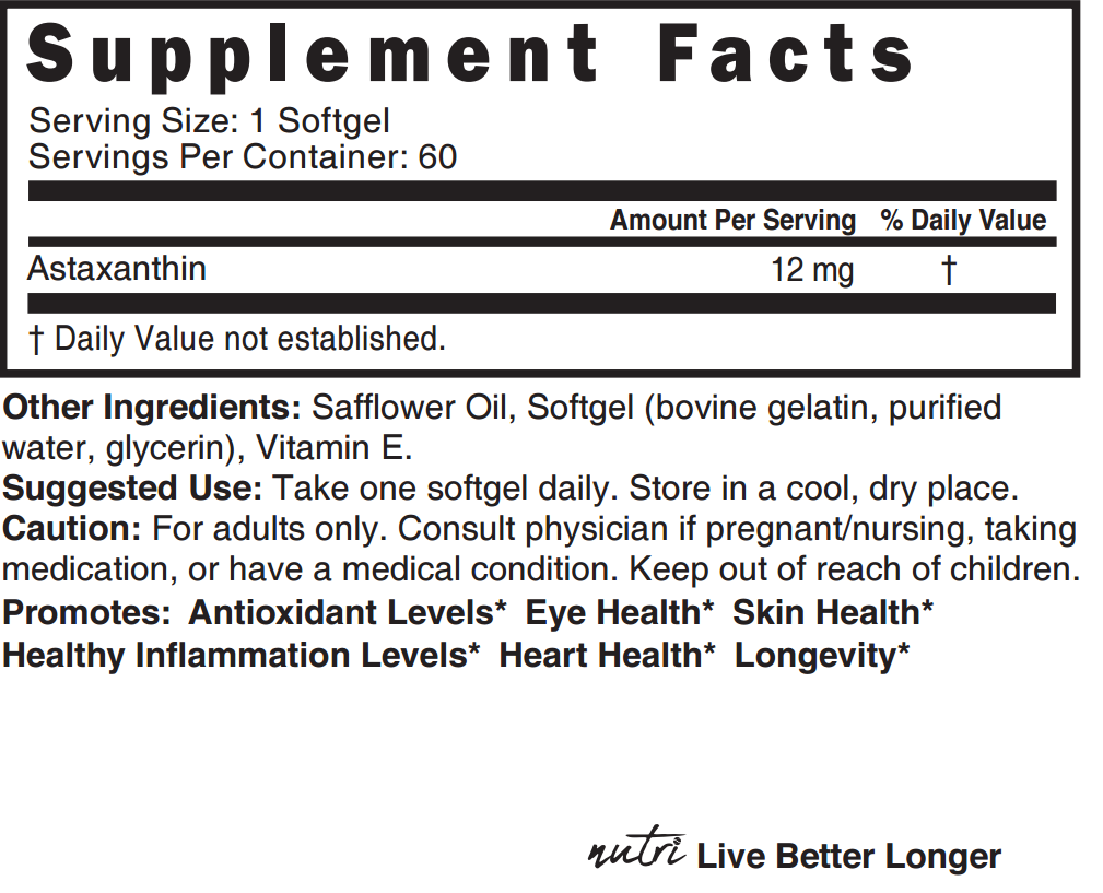 Cápsulas blandas de astaxantina de 12 mg