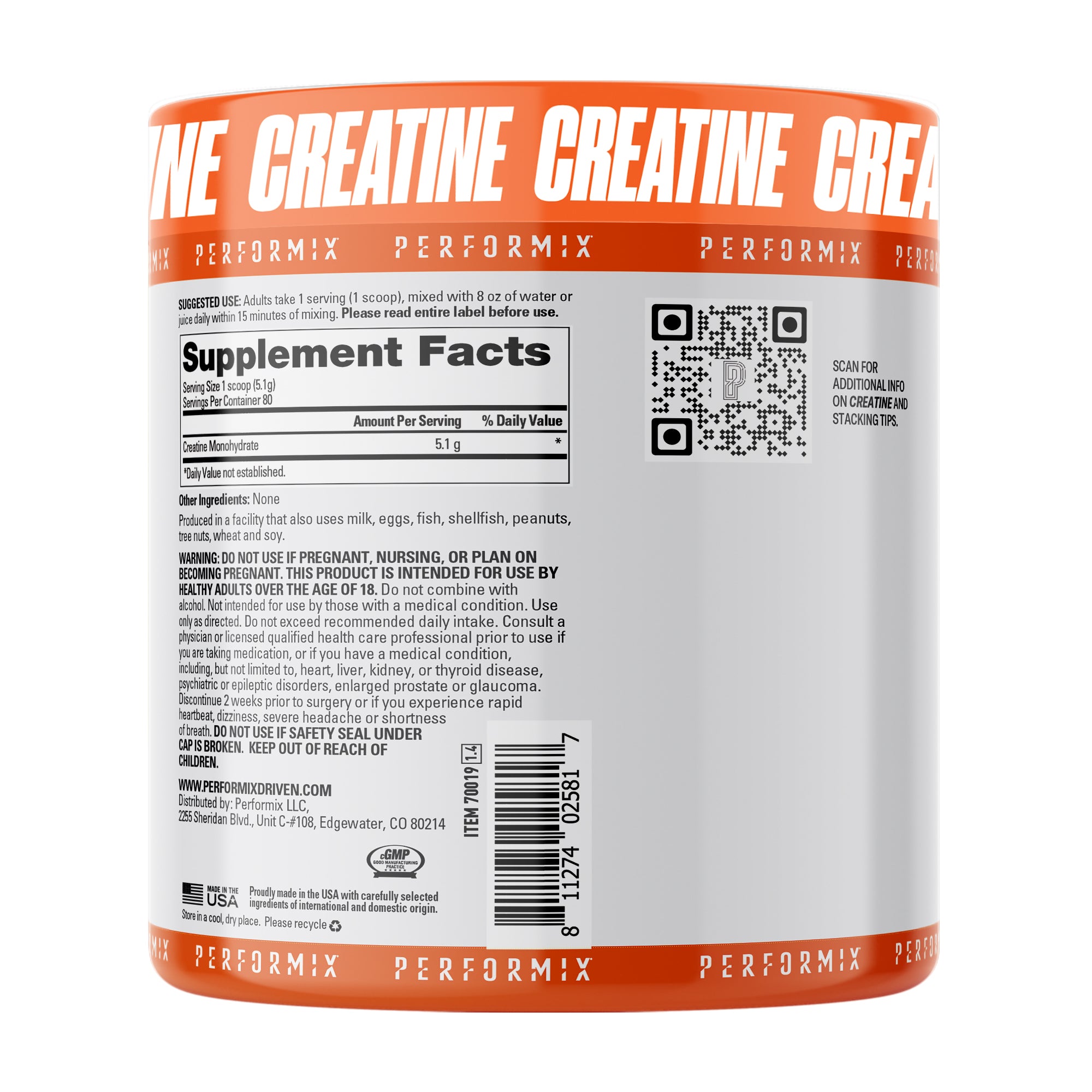 Creatine Powder Unflavored 80 Servings