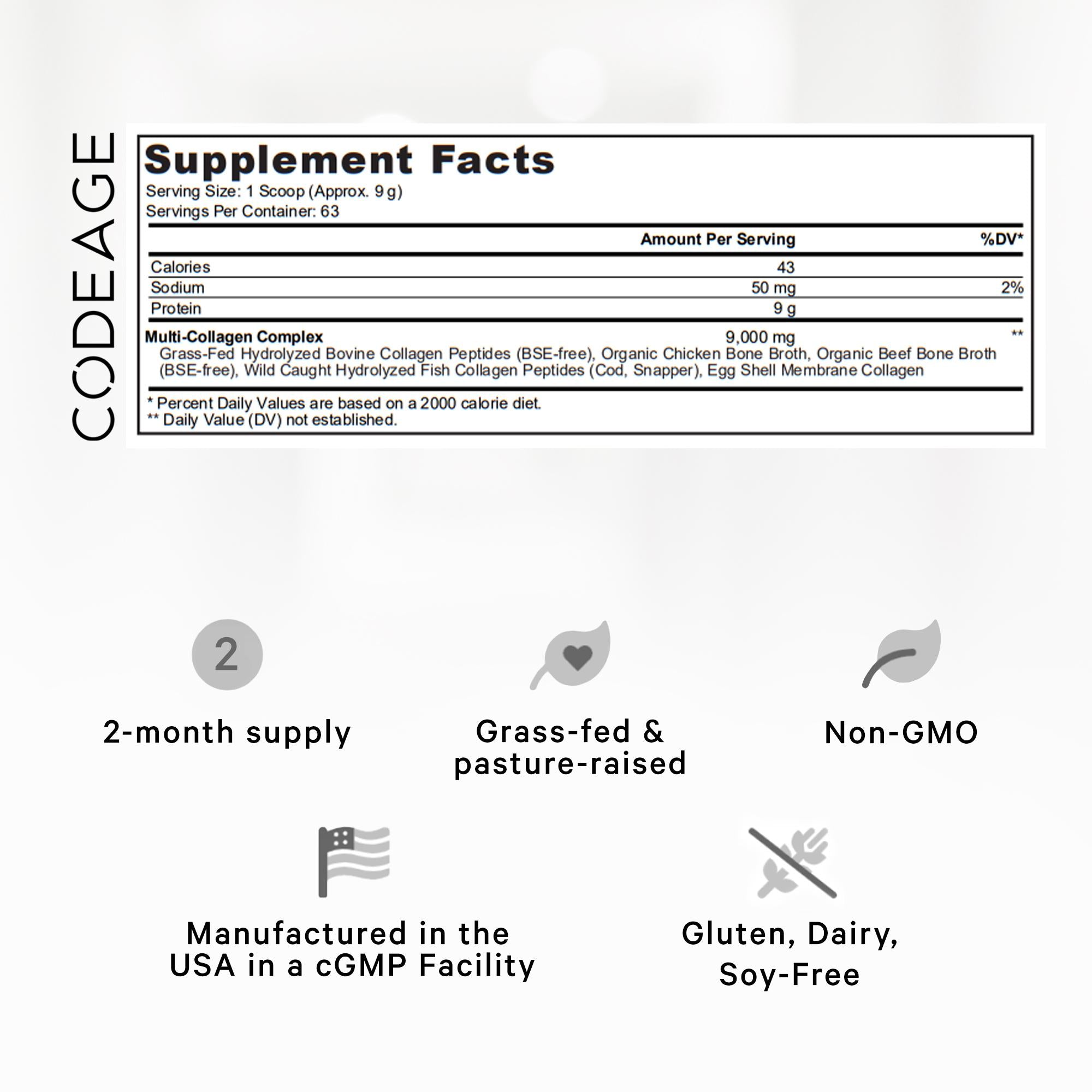 Multi Collagen Peptides Powder - Supplement Facts