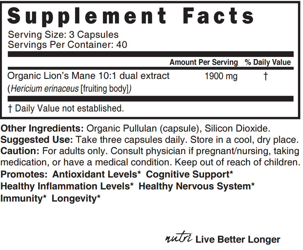Organic Lion's Mane 1900mg