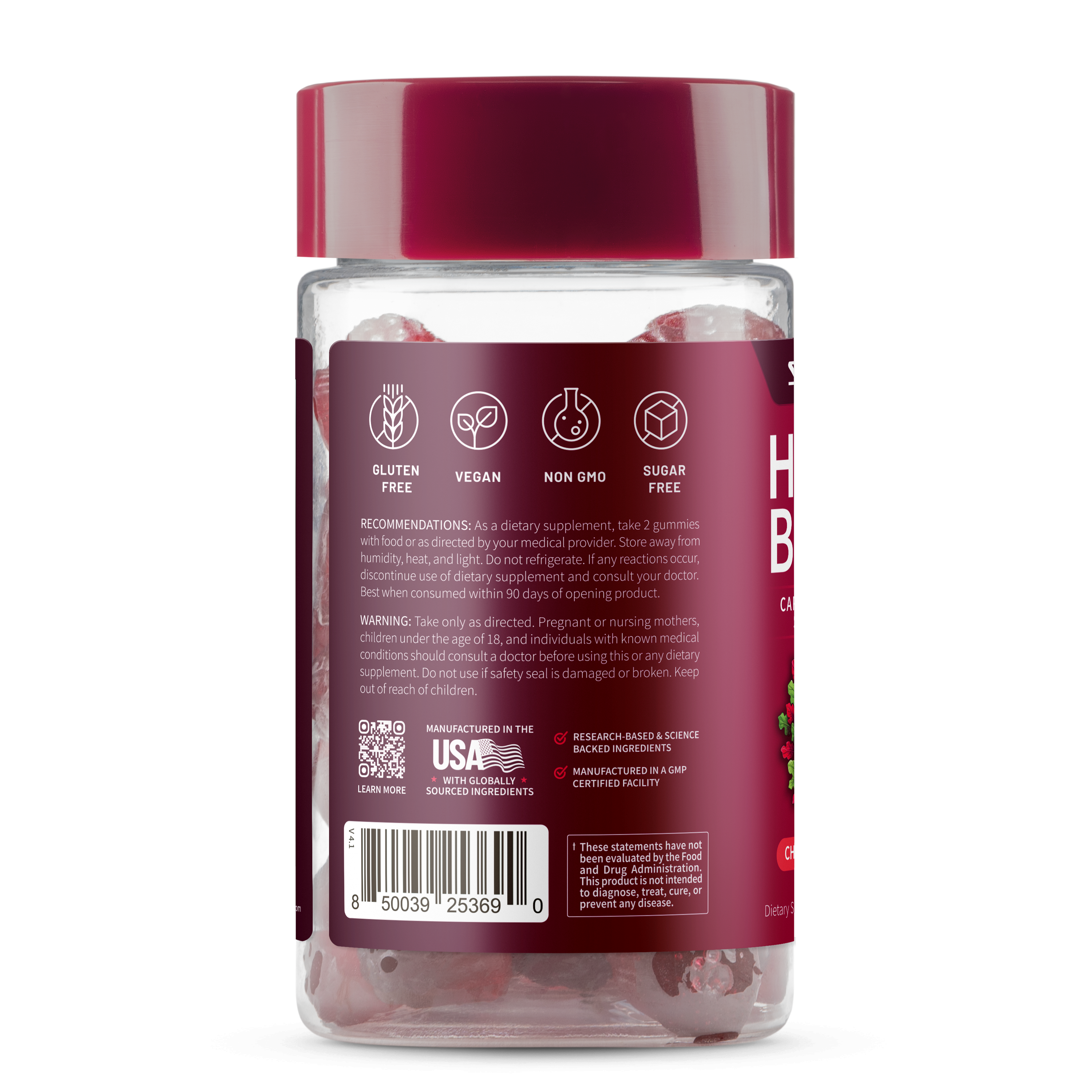 Gomitas de remolacha con forma de corazón - Cereza - 60 unidades