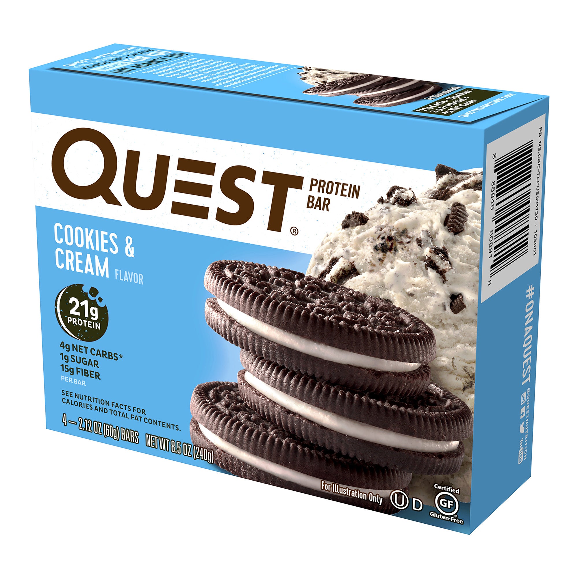 Cookies & Cream Protein Bars - 12 Count