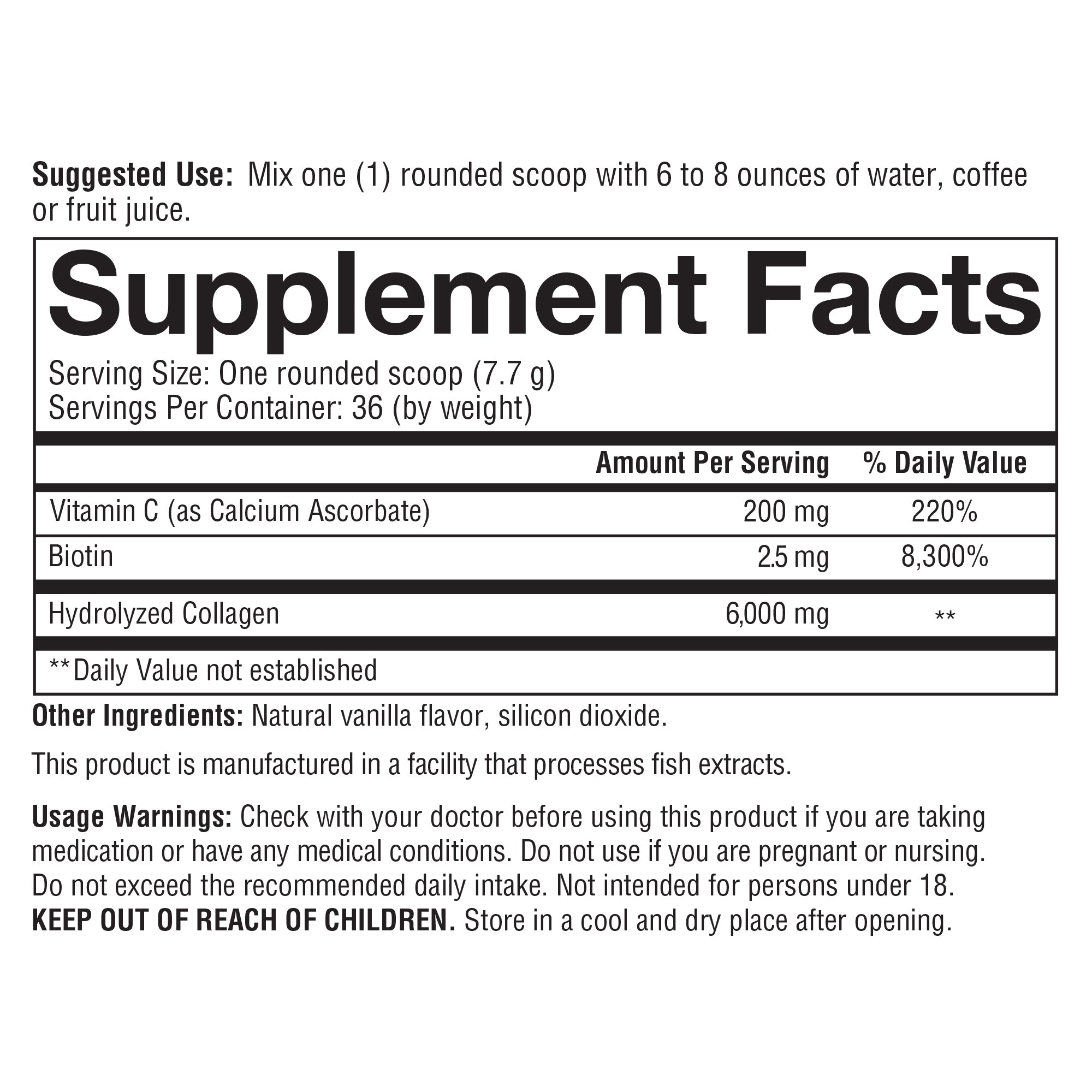 Colágeno en polvo de vainilla