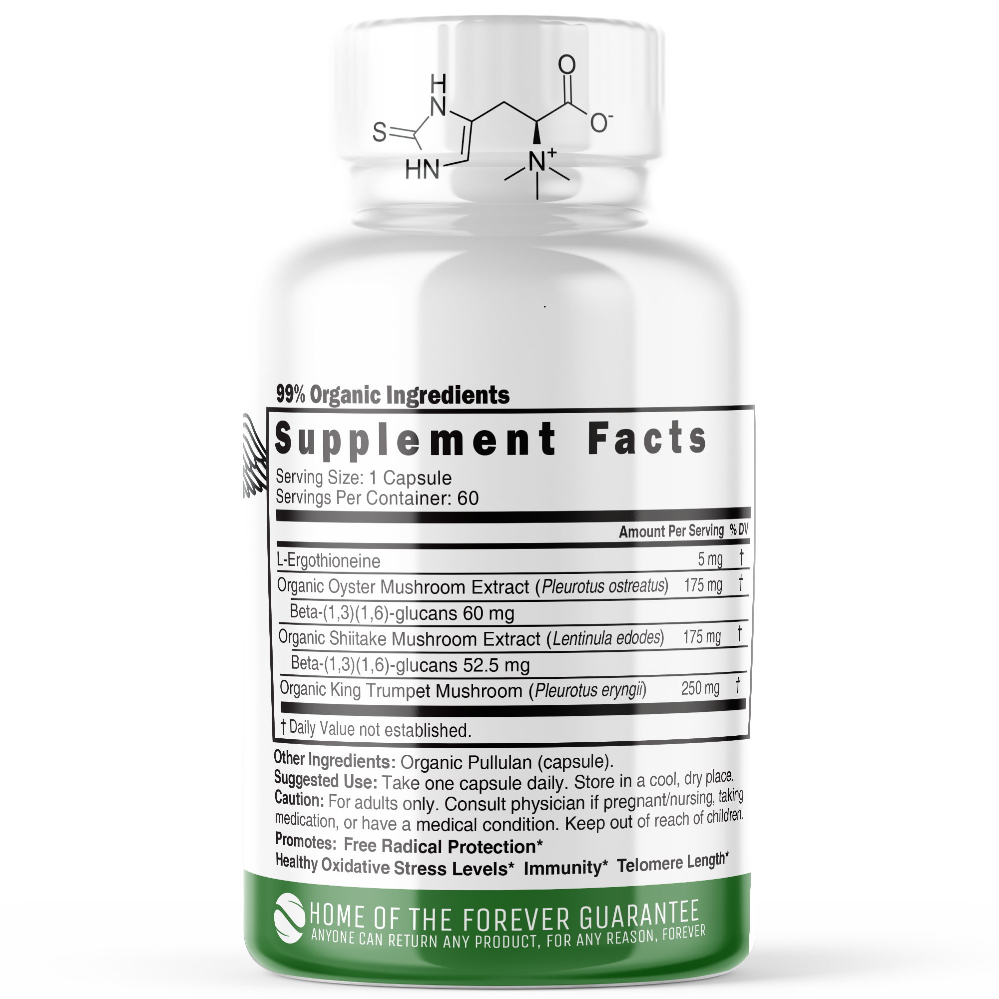 99%_Organic_Ergothioneine_Mushroom_complex-60ct - Supplement Facts