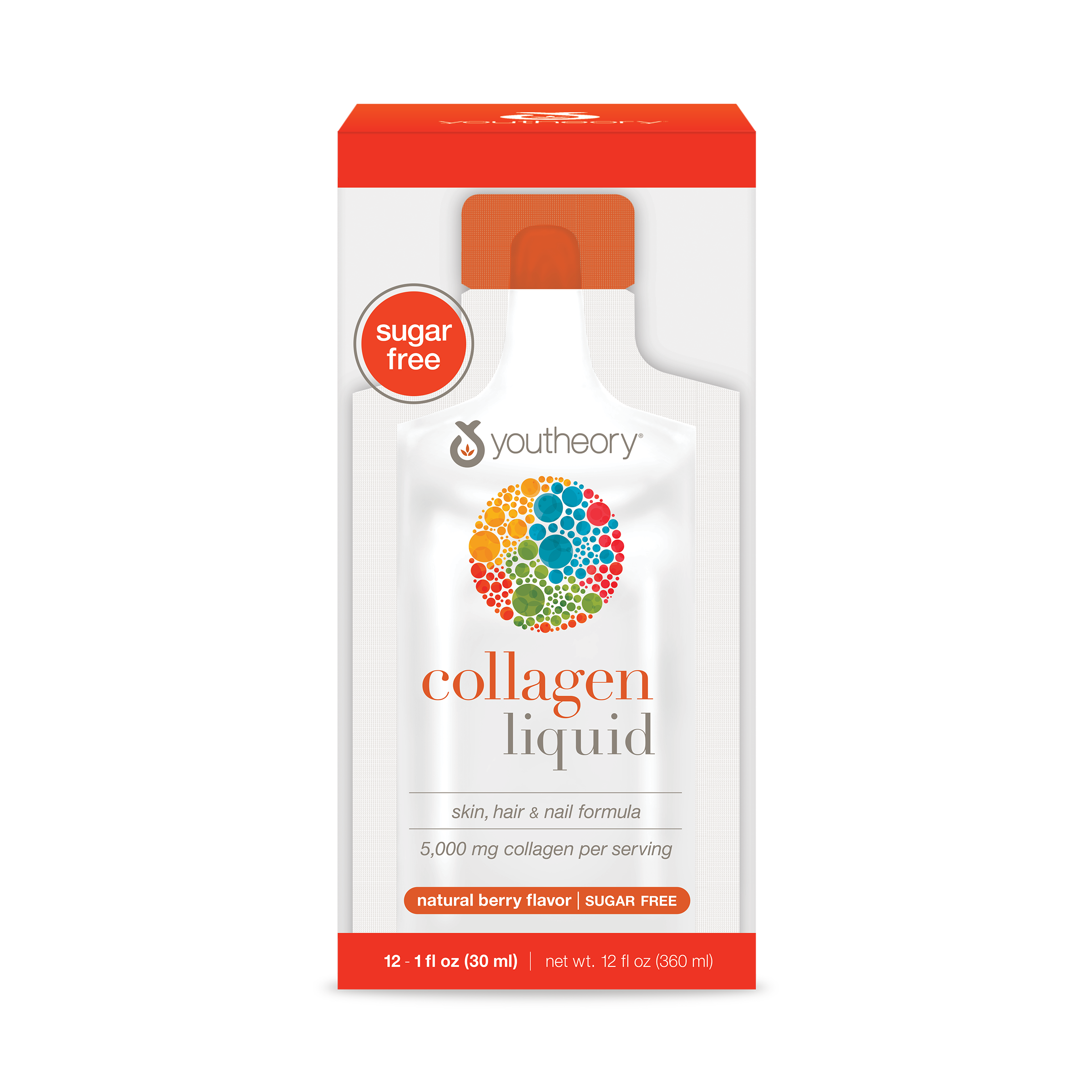 Colágeno líquido Youtheory, sabor a frutos rojos, 355 ml