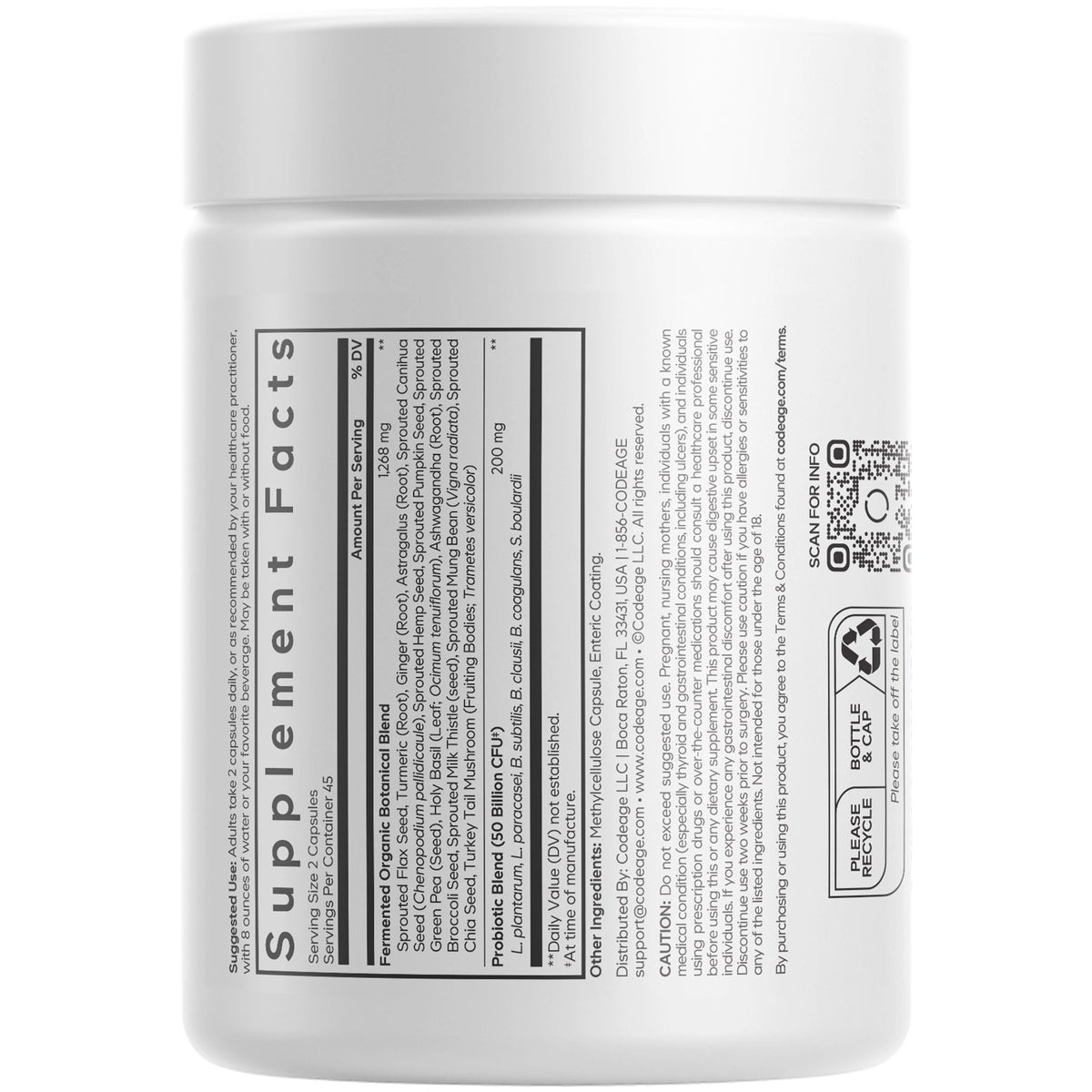 Codeage SBO Probiotics, 50 Billion CFUs Per Serving, 90 Caps