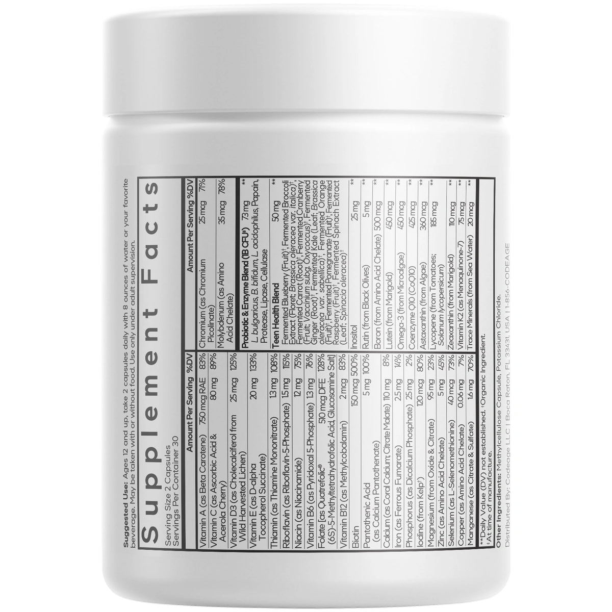 Codeage Teen’s Fermented Multivitamin, 60 Caps