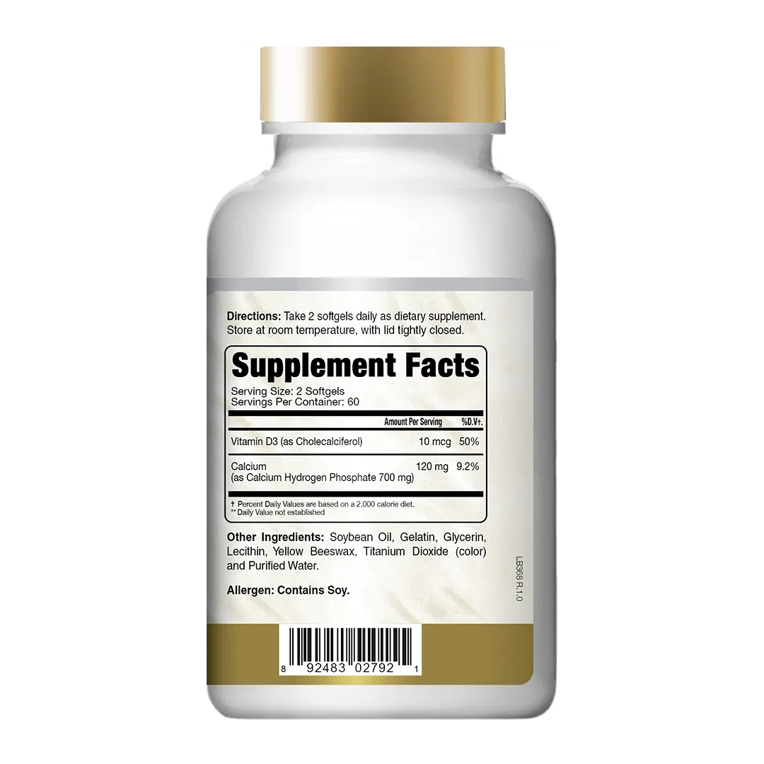 Confidence USA Mil-Gel Calcium + Vitamin D 120Softgels- Supplement Facts