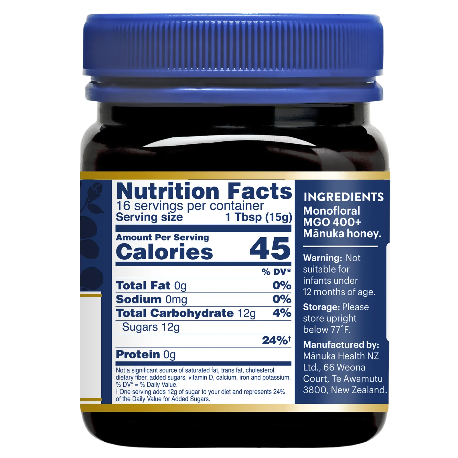 Manuka_Honey_MGO_400_Bioactive_Wellness-250g-Supplement Facts