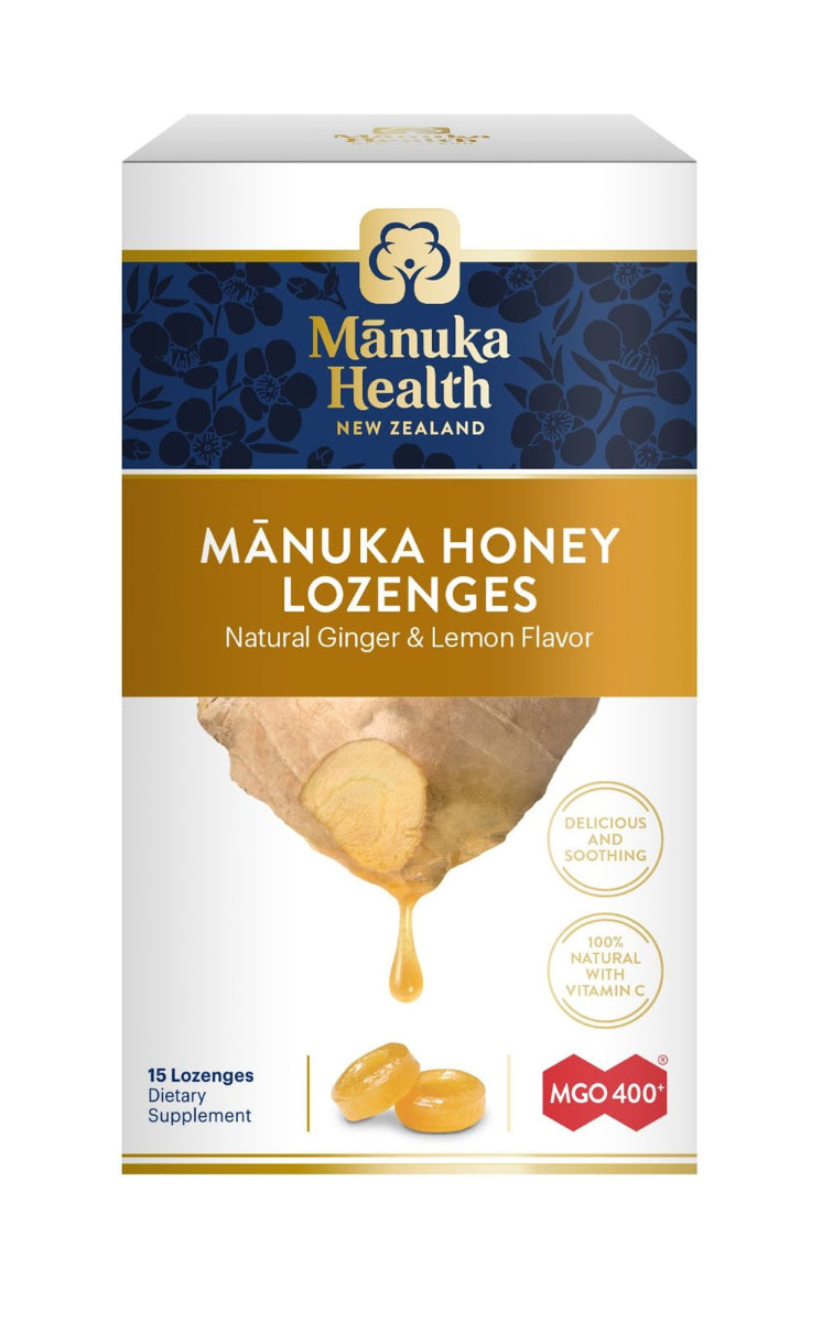 Manuka Honey MGO 400+ Ginger and Lemon Lozenges-15 Count