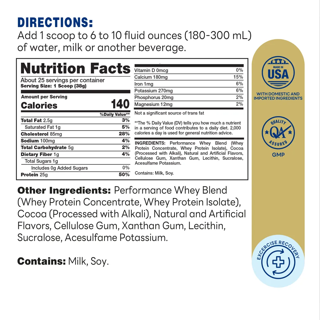 Whey Protein Deluxe Choc 2.1lbs - Supplement Facts