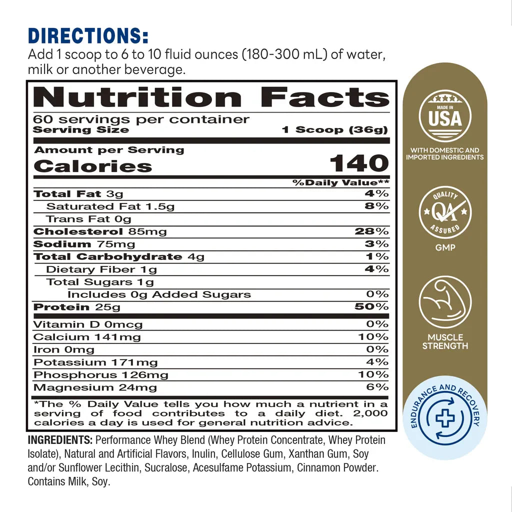 Whey Protein Vanilla Milkshake  Powder | 2160g - Supplement Facts