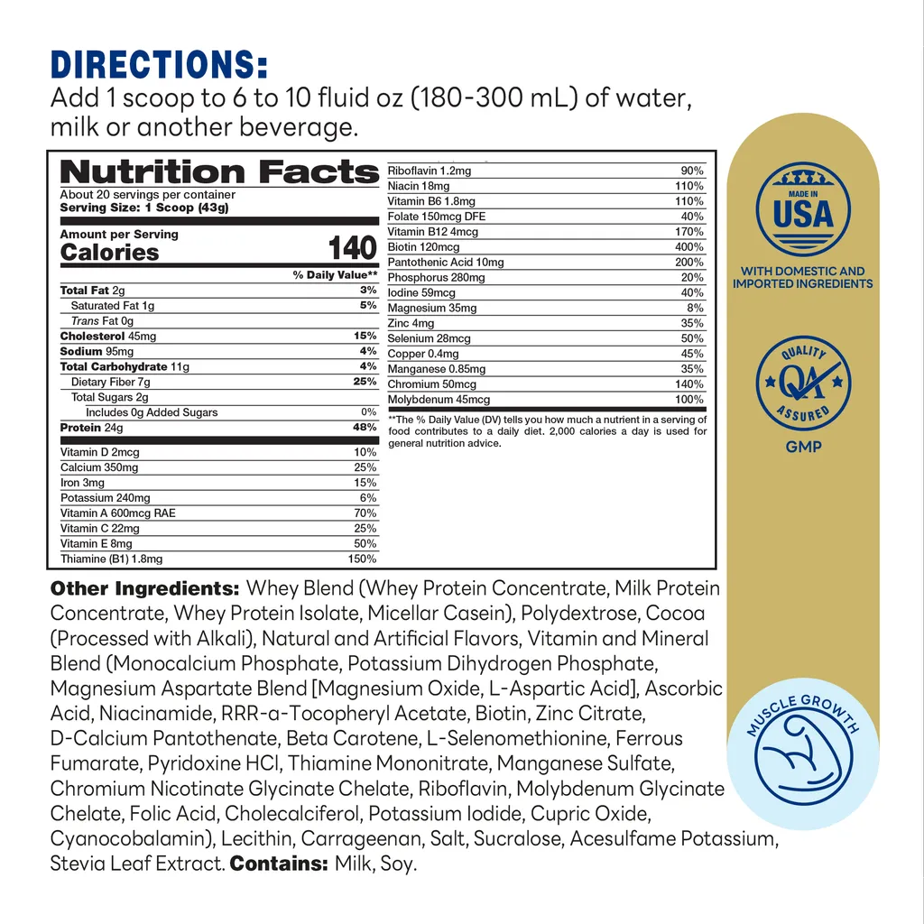  Syntha Phase Choc 1.9lb Powder - Supplement Facts