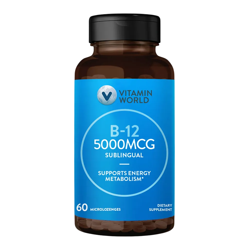 B-12 Sublingual Microlozenges 5000mcg, Health Support, By Vitamin Worl