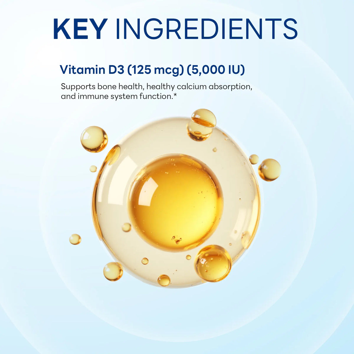 Vitamin D3 125 mcg (5,000 IU), Bone & Immune Support, 500 Softgels