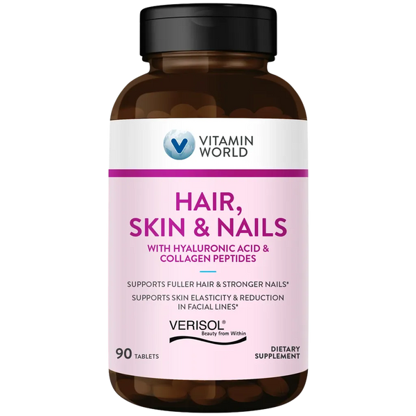 Hair Skin & Nails Formula with Hyaluronic Acid & Collagen Peptides - 90 Tablets