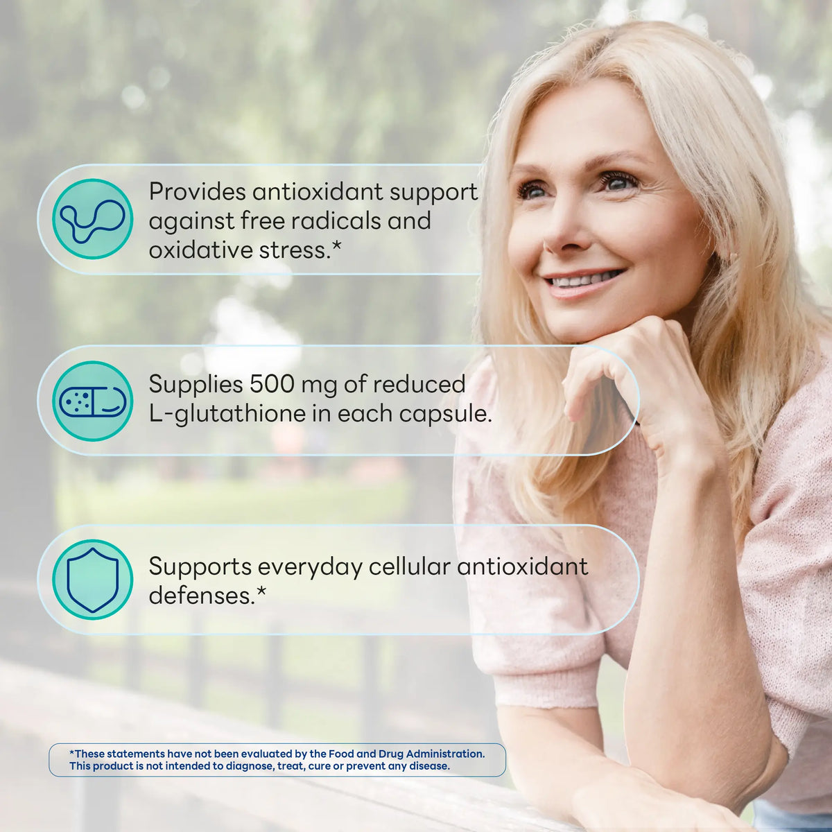 L-Glutathione 500 mg, Antioxidant & Liver Support, 30 Capsules