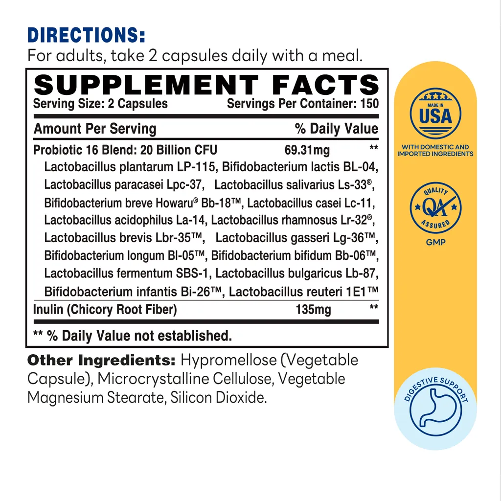 Probiotic16 - 300 Capsules - Supplement Facts