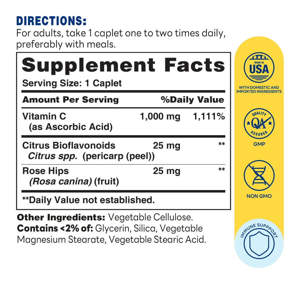 Vitamin C with Bioflavonoids and Rose Hips - Immune Support, Antioxidant Function - Supplement Facts