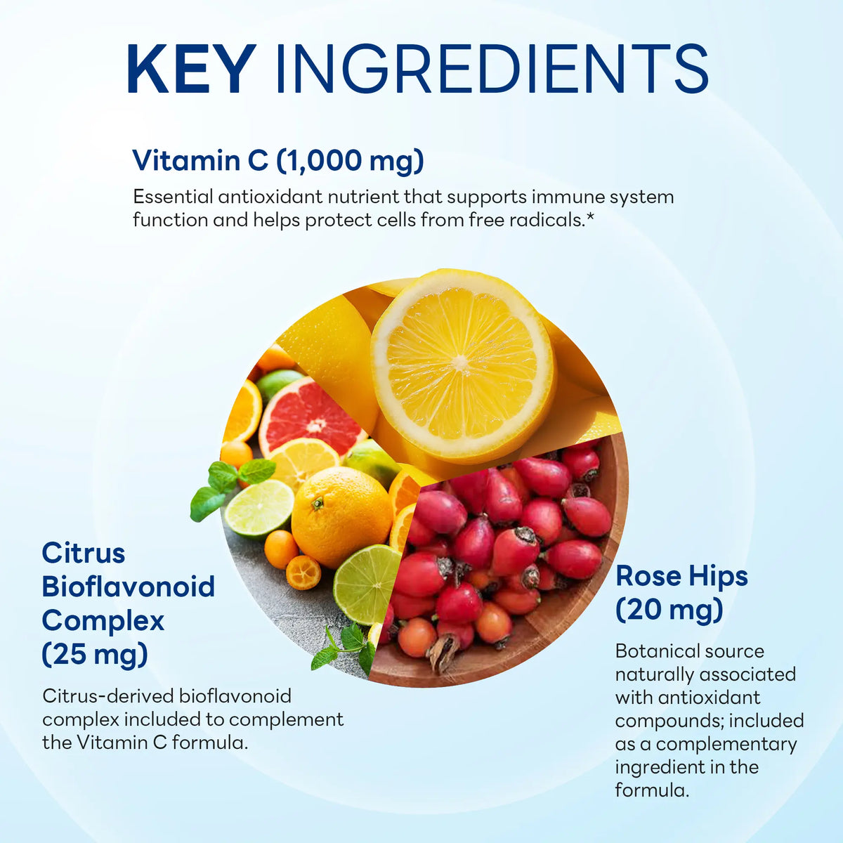 Vitamin C 1,000 mg with Citrus bioflavonoids and Rose Hips, Immune & Antioxidant Support