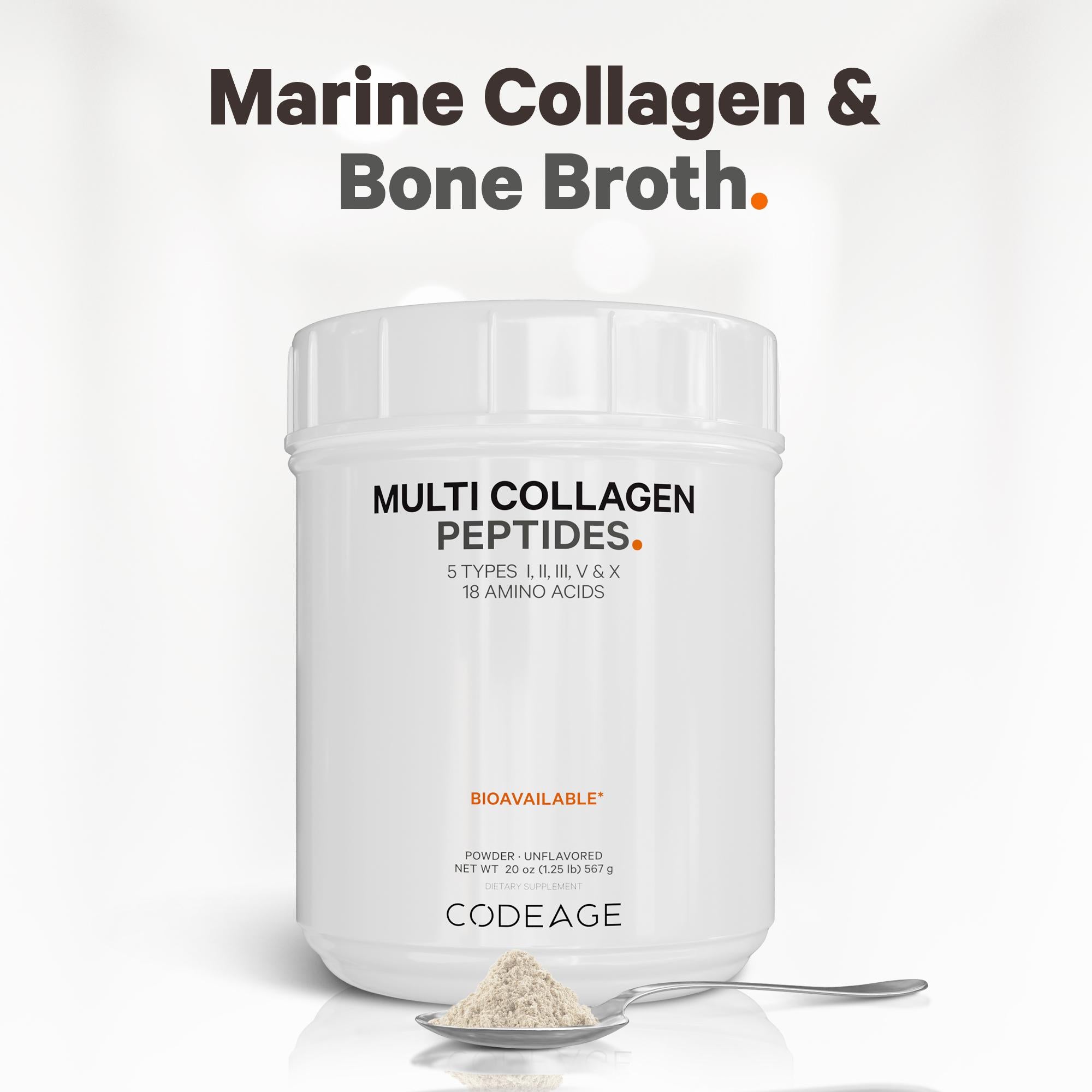 Multi Collagen Peptides Powder - Marine Collagen & Bone Broth