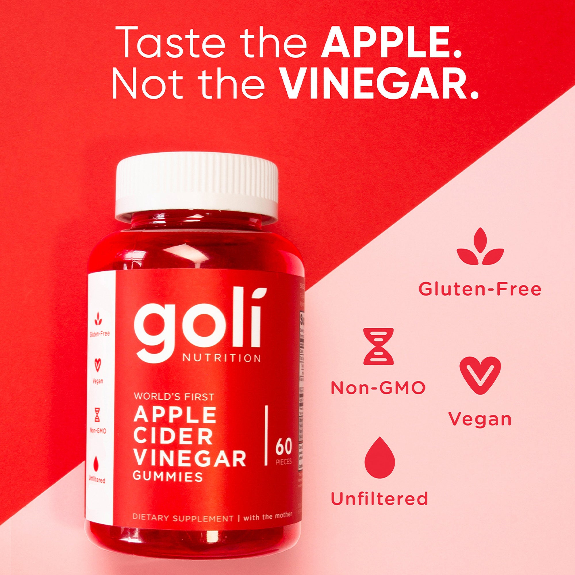 Goli Apple Cider Vinegar Gummy Vitamins - Gluten-free, Non-GMO, Vegan, Unfiltered